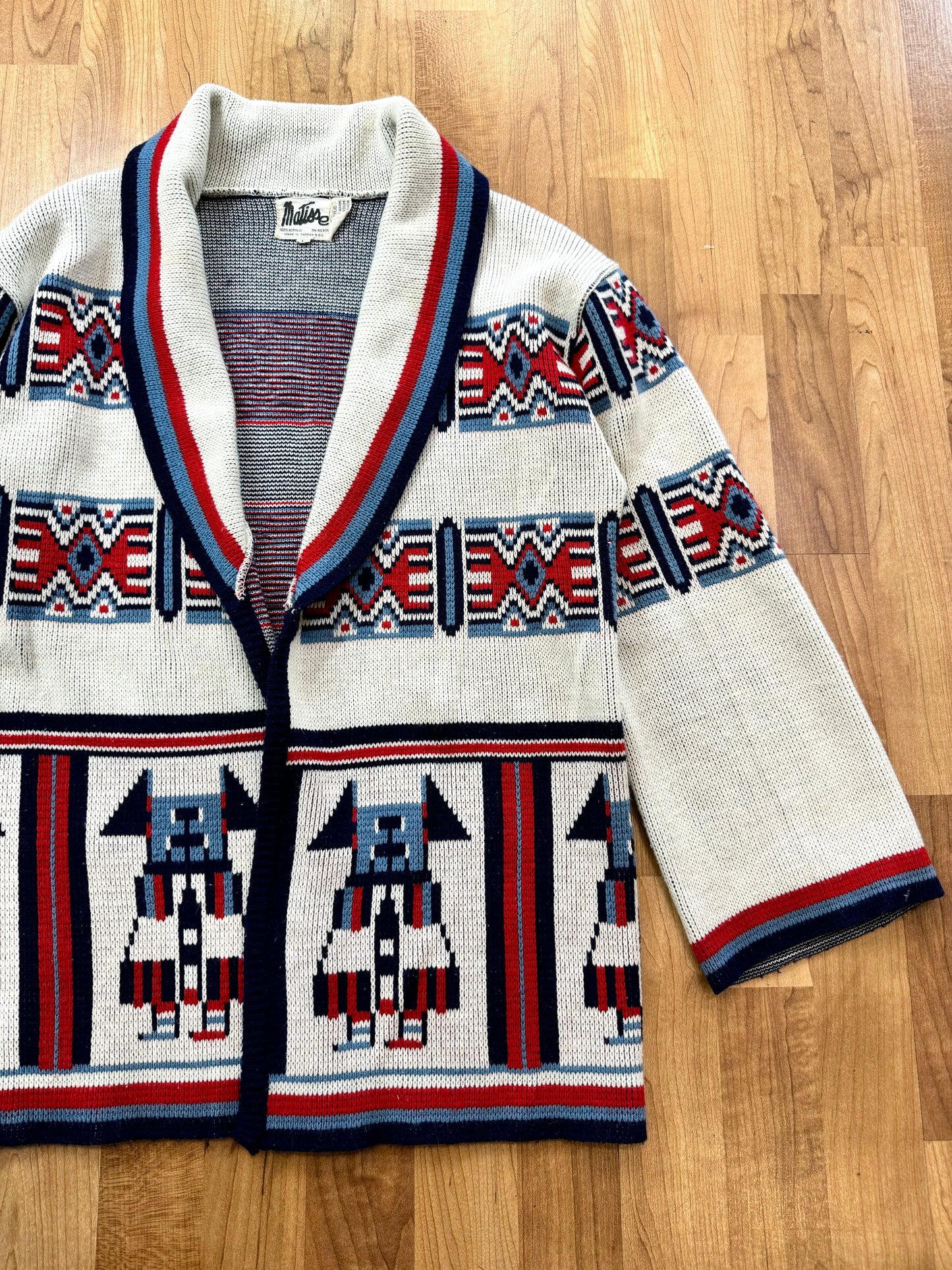 Vintage Matisse Southwestern Acrylic Knit Cardigan | Large