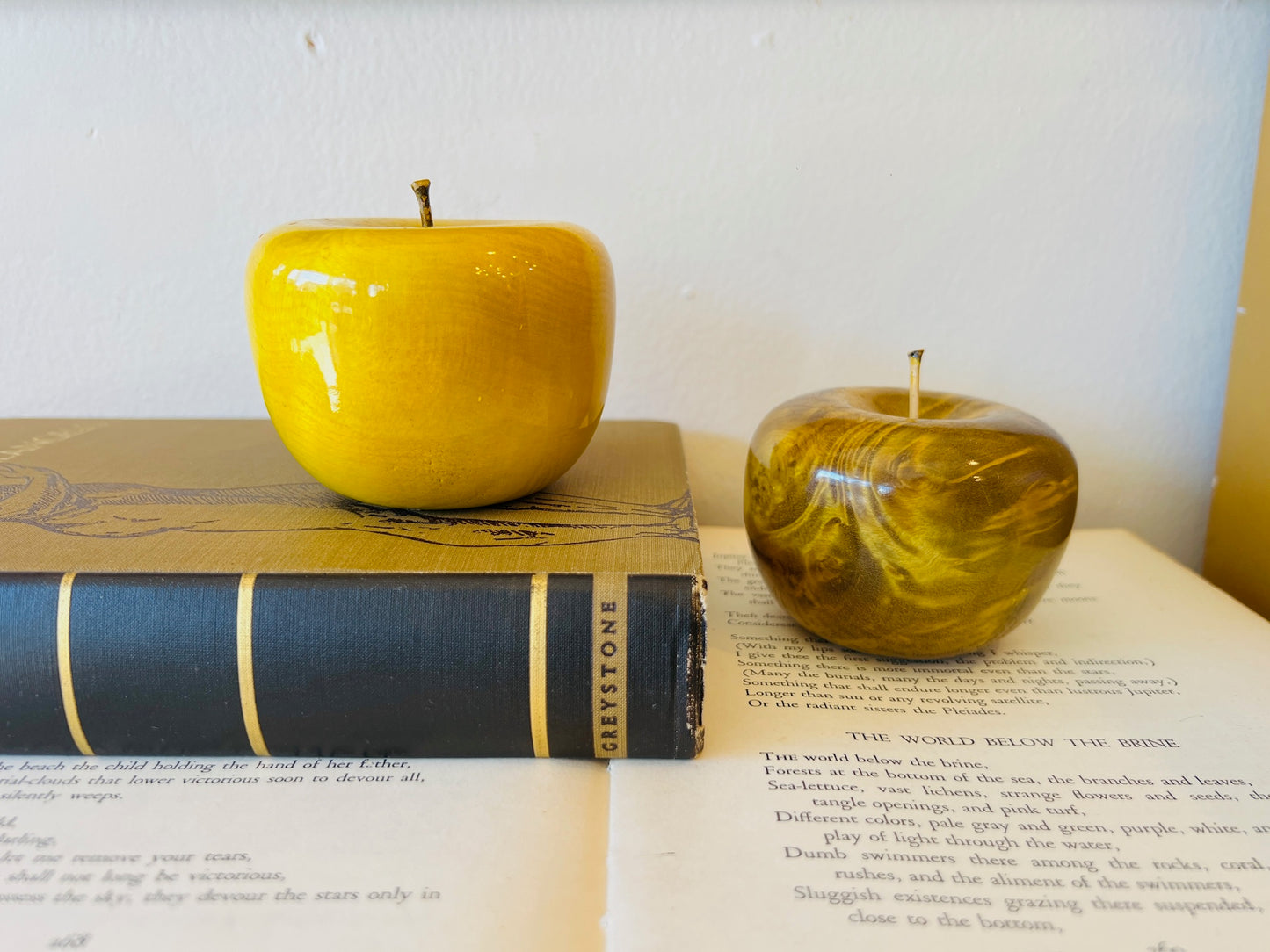 Vintage Chinese Wood Apples | Set of 2