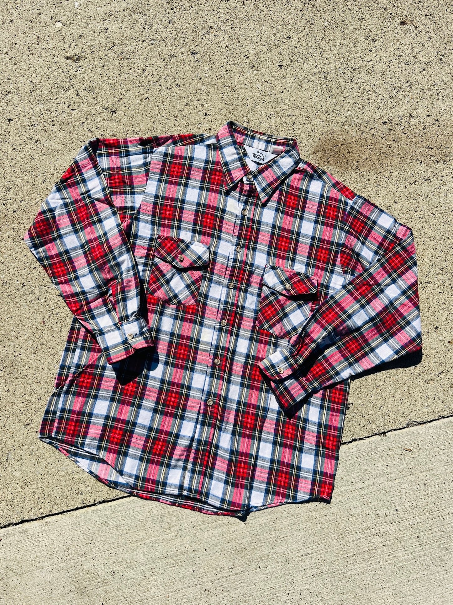 Vintage 1980s Woolrich Red Plaid Flannel Shirt | XL