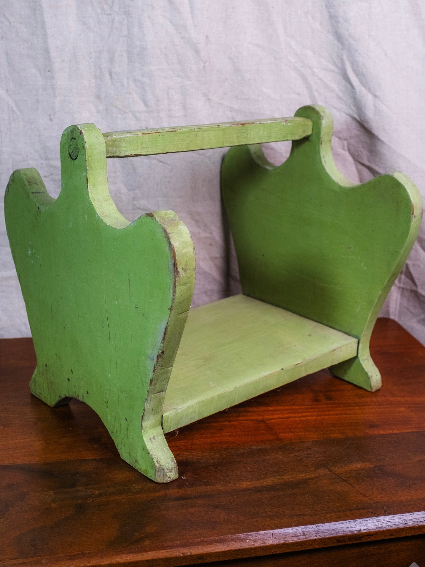 Vintage 1940s Green Wood Firewood Holder