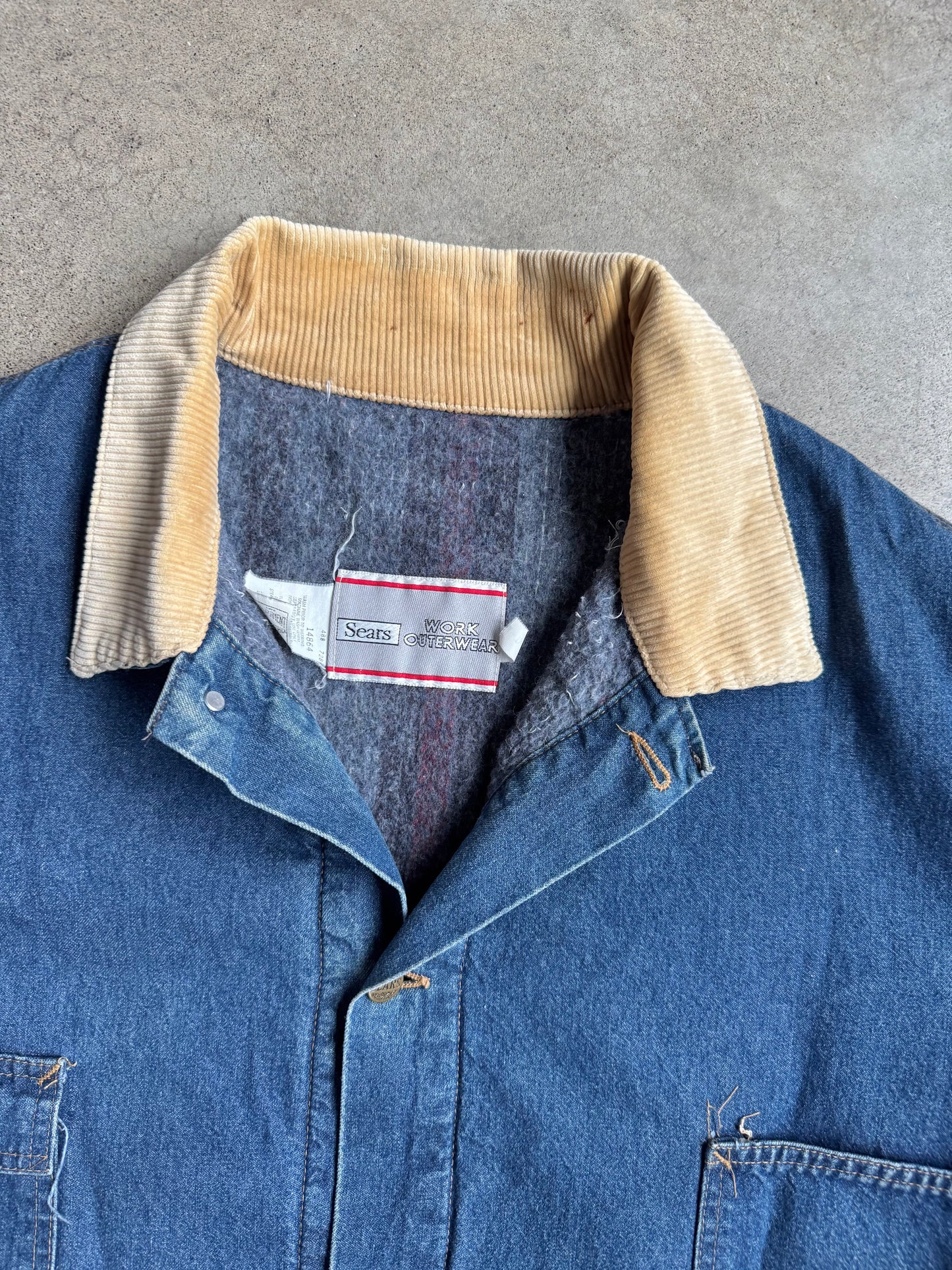 Vintage 1970s Sears Blanket Lined Denim Barn Jacket | 4XL