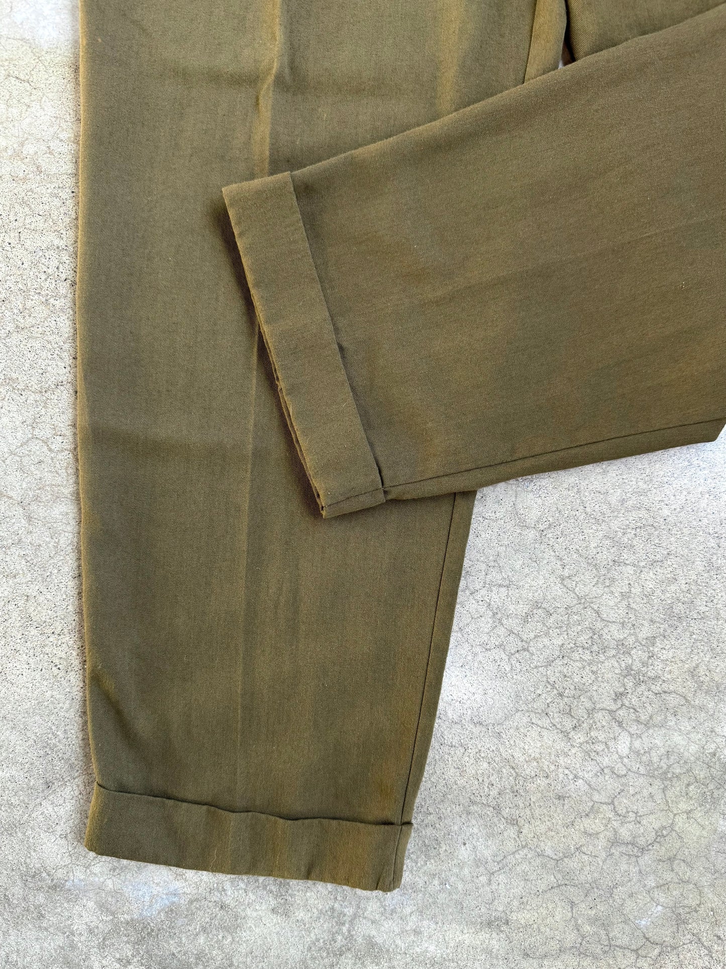 Vintage 1990s Fundamental Things Green High-Waist Pleated Trousers | Waist 25”