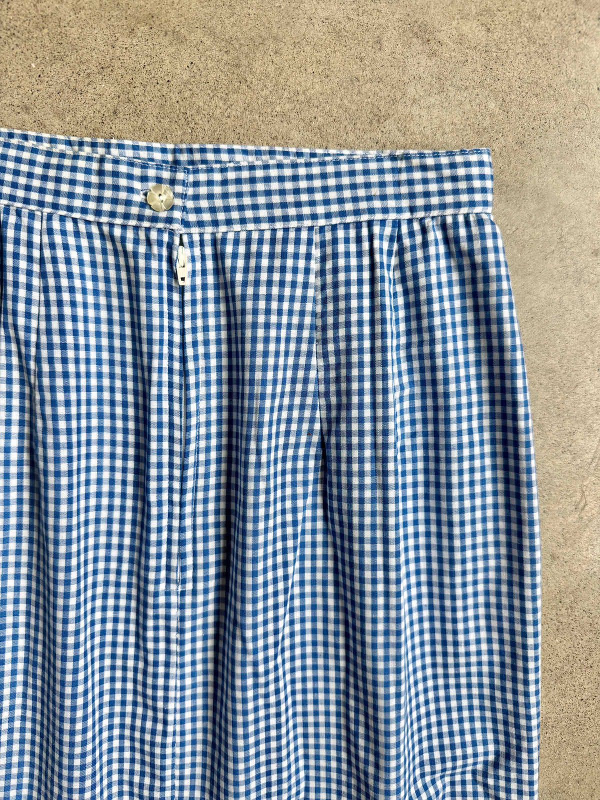 Vintage 1960s Handmade Blue Gingham Two-Piece Skirt Set | XS/S