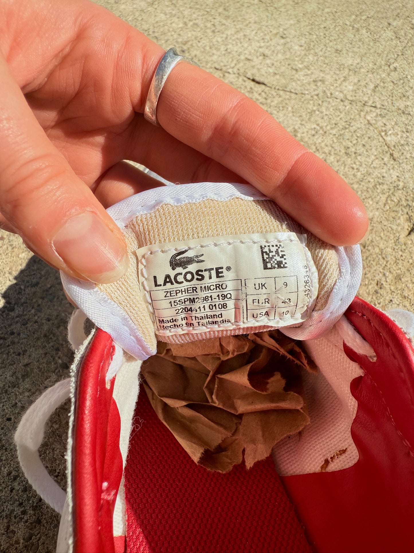 Lacoste Red & White T-Clip Sneakers | Men’s 10