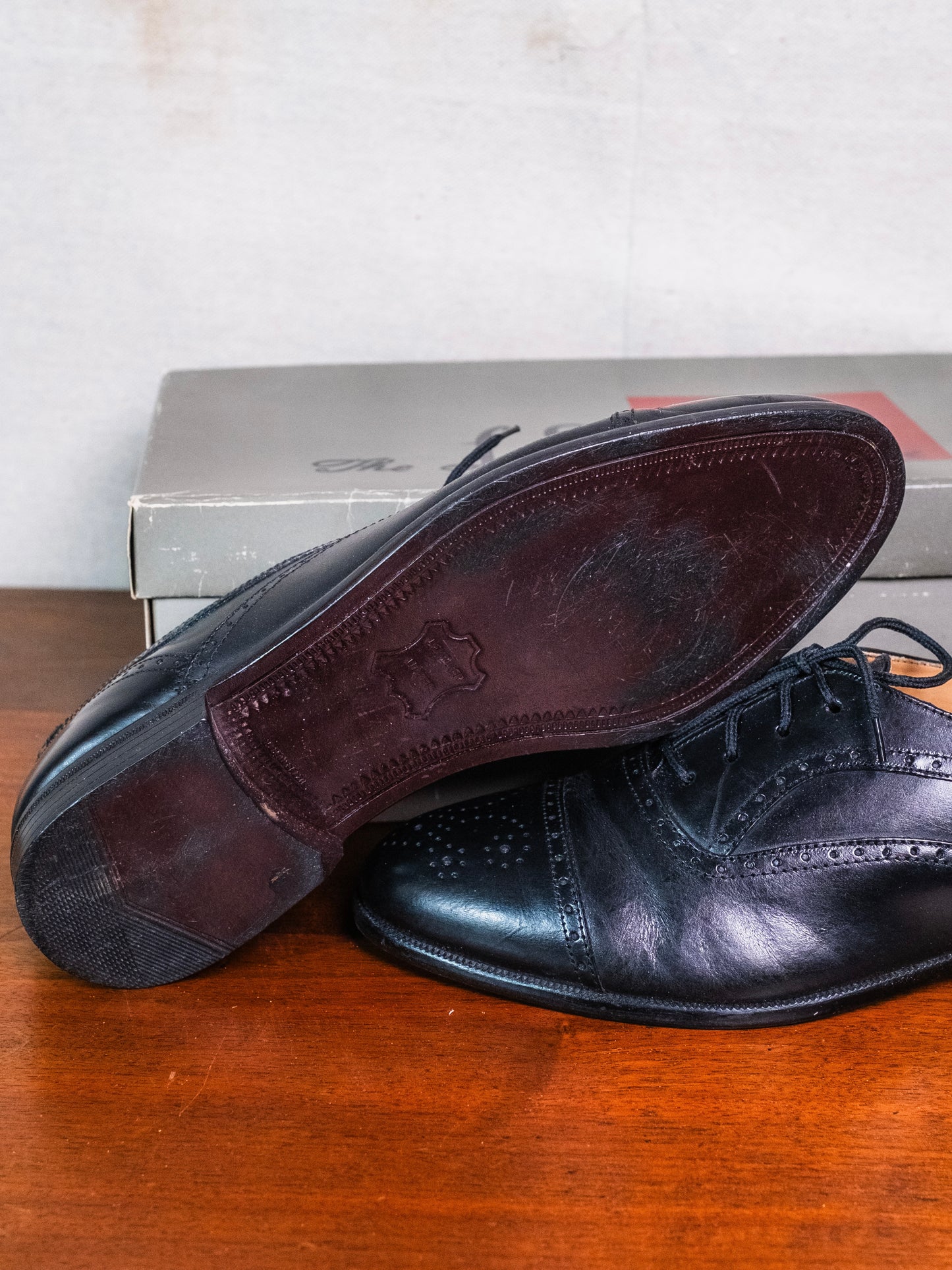 Vintage 1970s/80s LaSalle Black Leather Oxford Dress Shoes w/ Original Box | Men’s 8.5