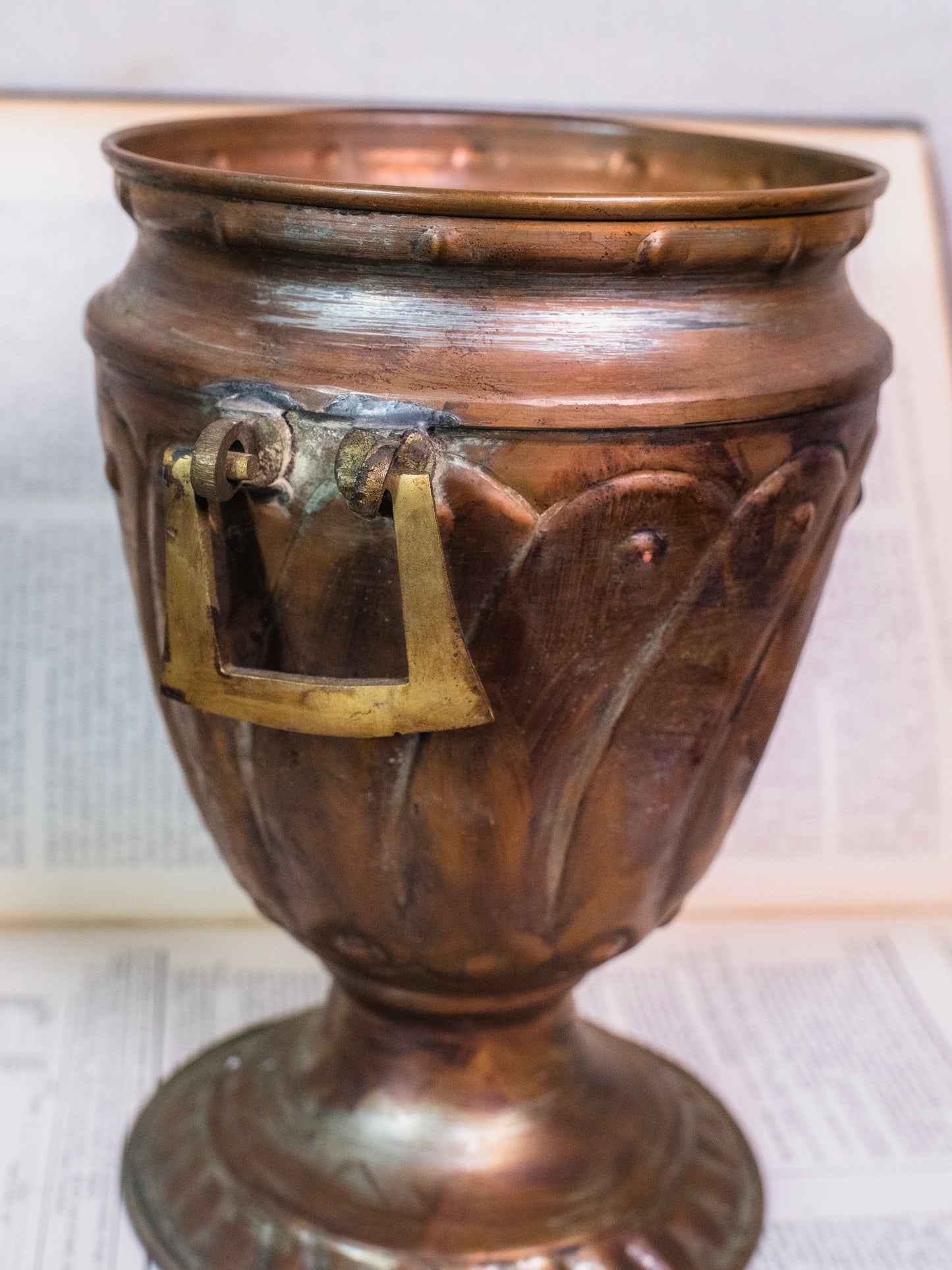 Vintage Solid Copper French-Style Urn Planter w/ Handles