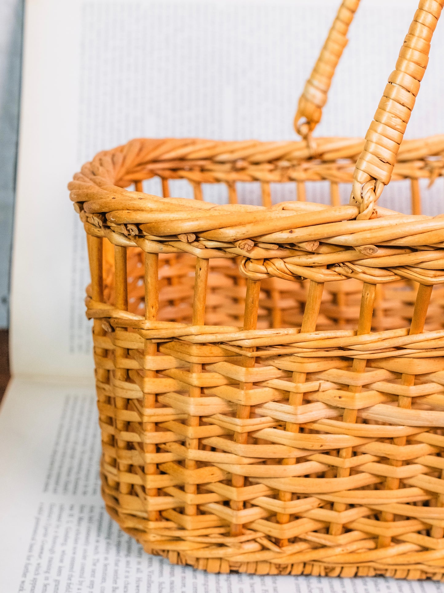 Vintage 1960s/70s Woven Wicker Basket w/ Handles