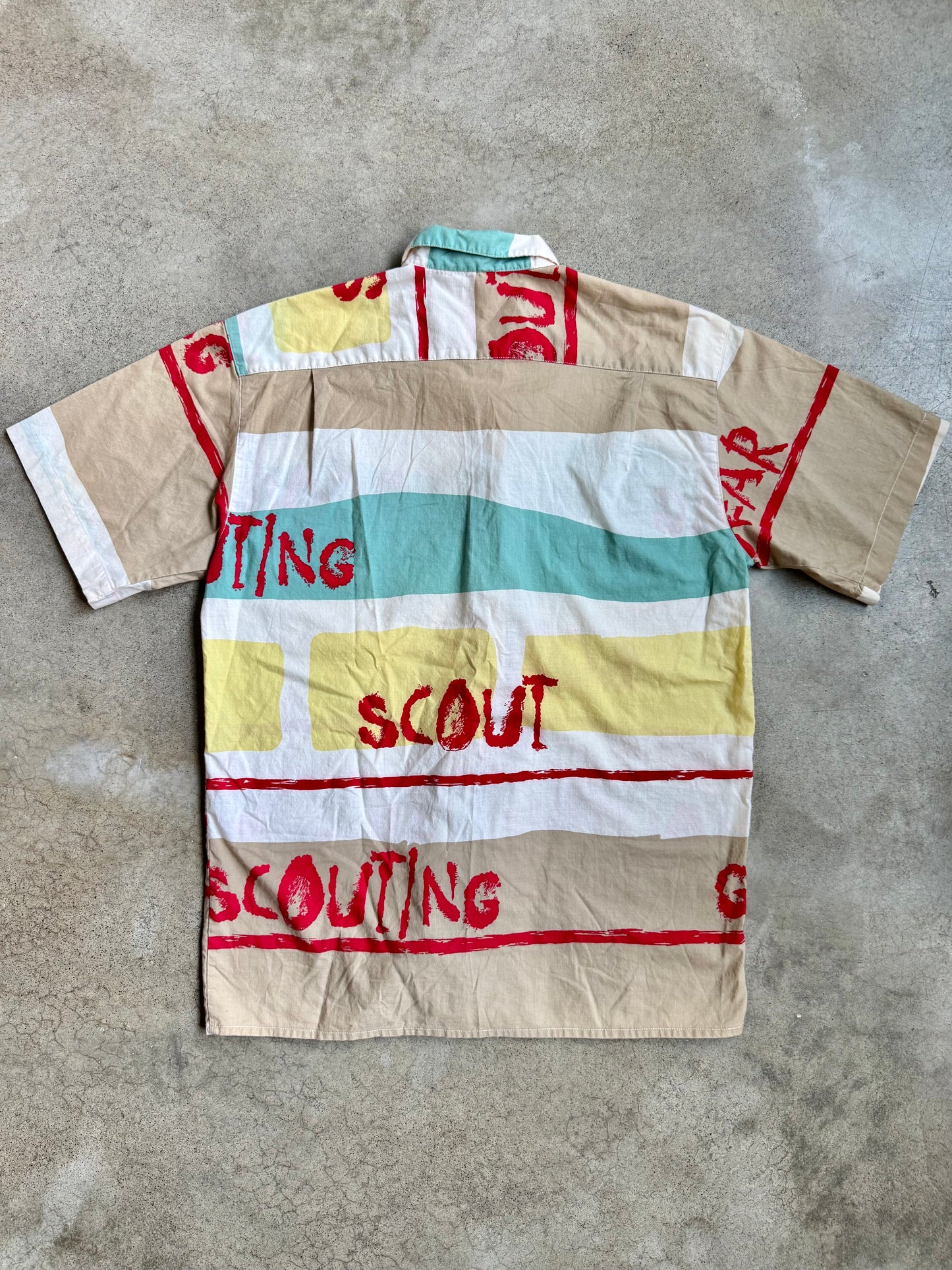 Vintage 1980s Moustache Multi-Color Graphic Printed Short Sleeve Shirt | Small
