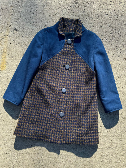 Vintage Vogue Couterier Pendleton Houndstooth Wool Overcoat | Medium