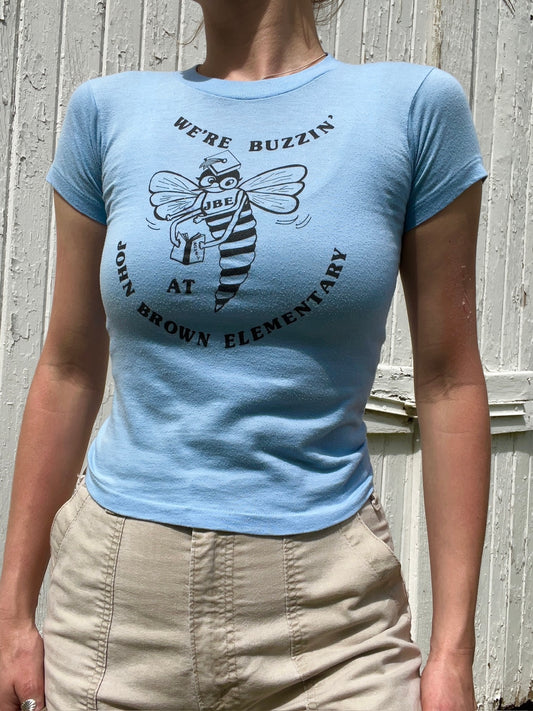 Vintage 1990s "We're Buzzin..." John Brown Elementary Graphic Tee | Youth M