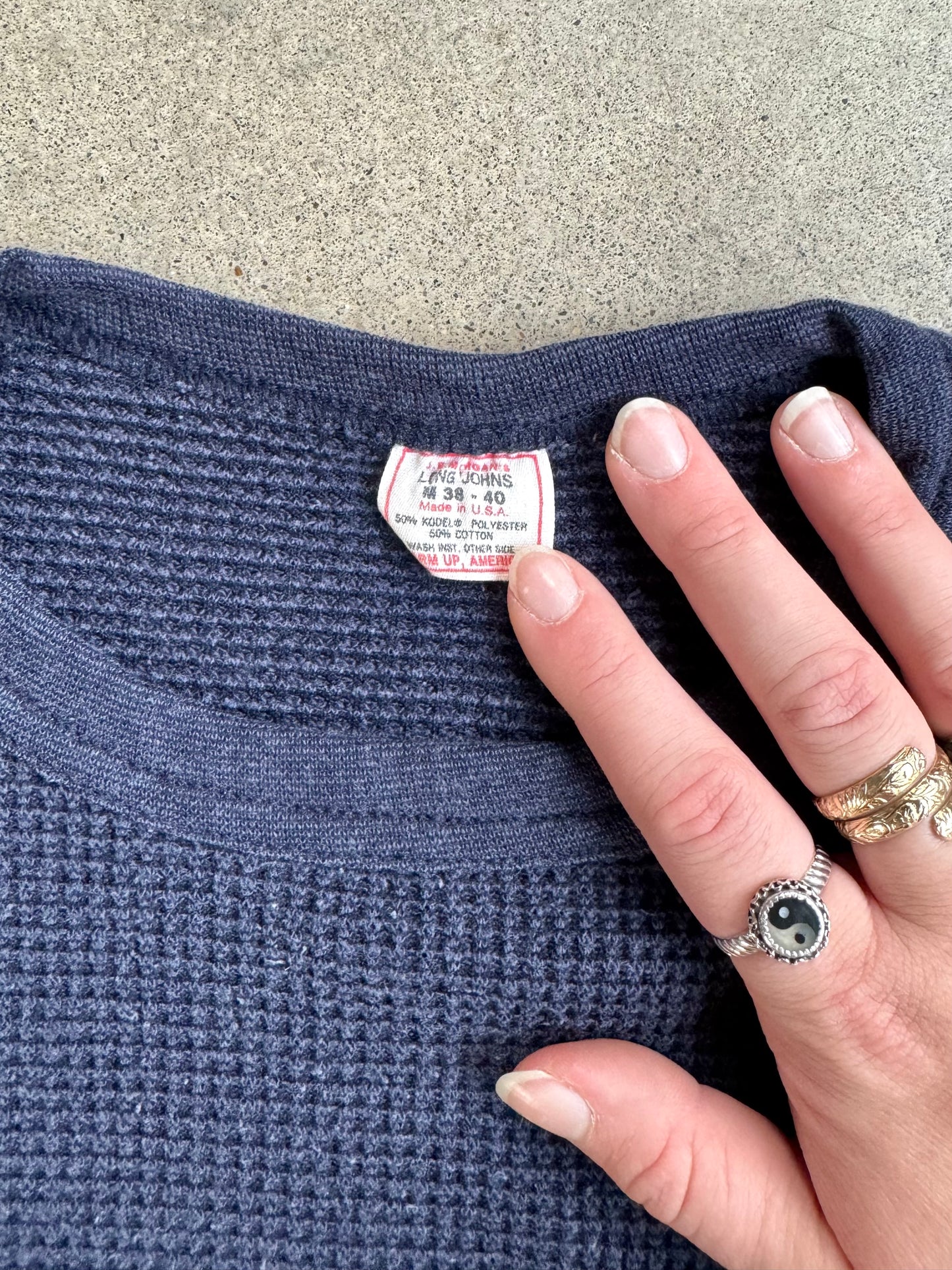 Vintage 1980s J.E. Morgan’s Long Johns Navy Waffle Knit Thermal | Medium