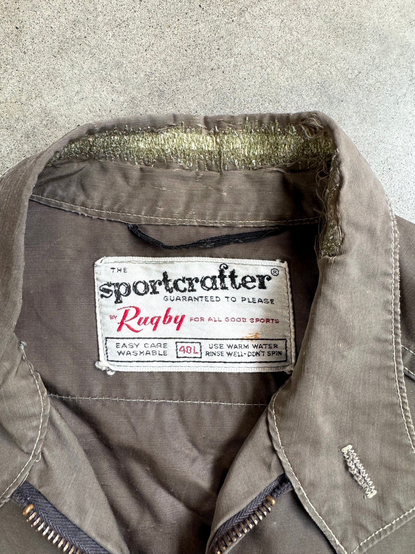 Vintage 1950s Sportcrafter by Rugby Worn Lightweight Zip-Up Jacket | 40L