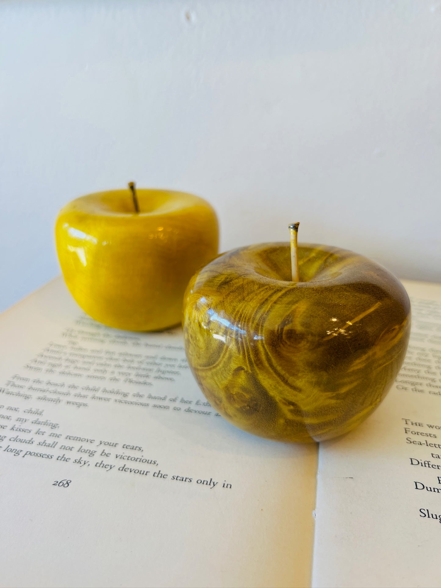 Vintage Chinese Wood Apples | Set of 2