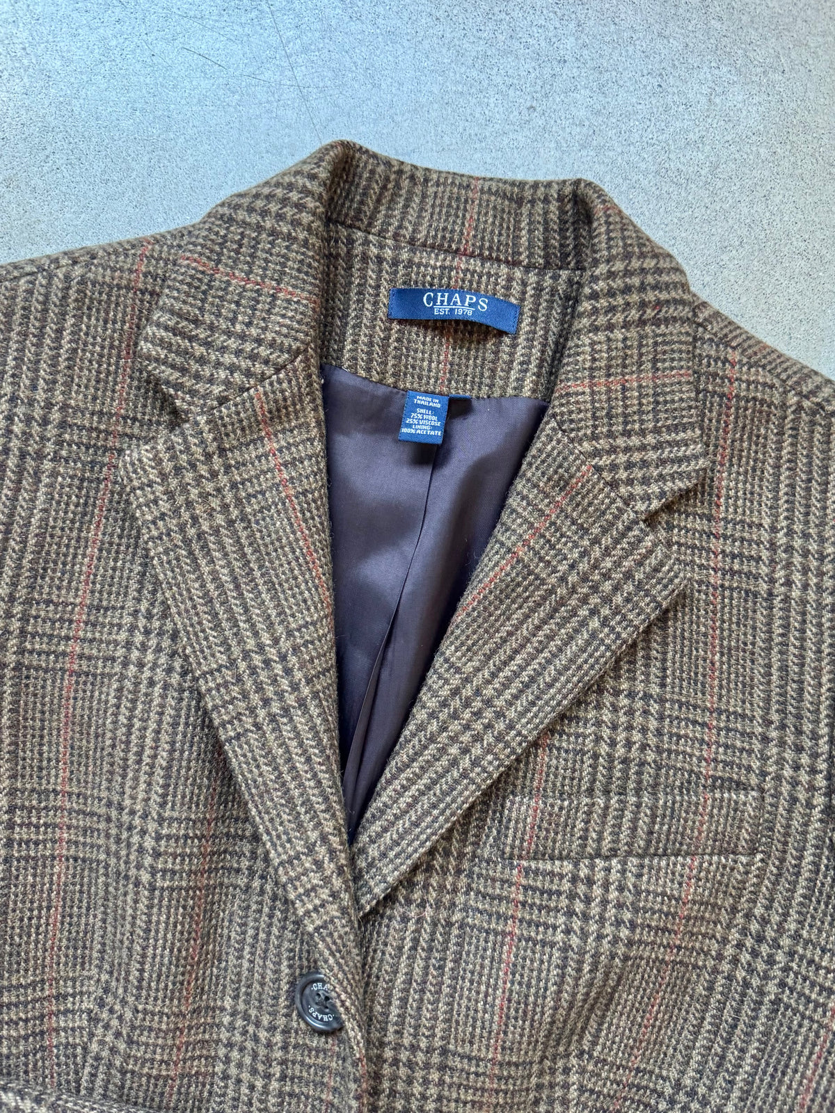 2000s Chaps Brown Plaid Wool-Blend Two-Piece Skirt Suit | Small