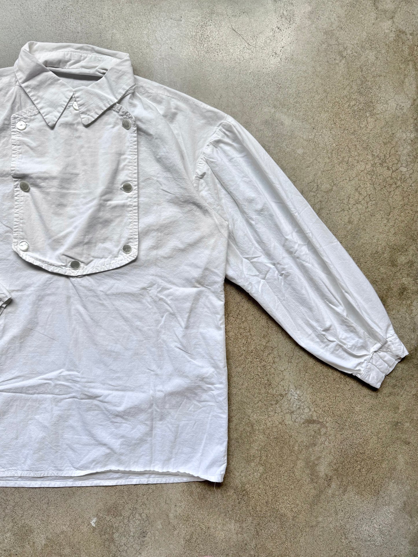 Vintage Handmade White Old West Cavalry Bib Shirt | L/XL