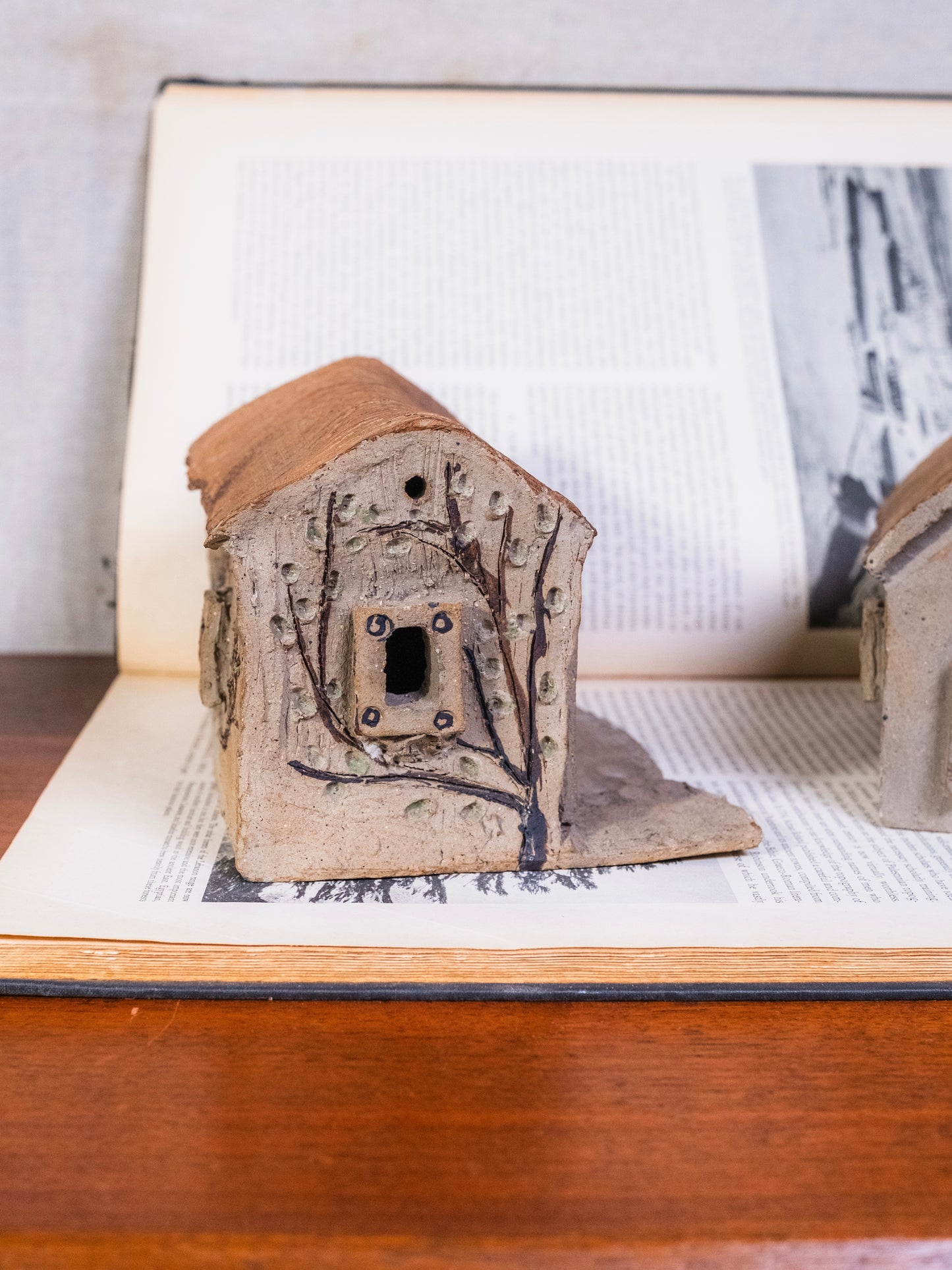 Vintage Handmade Clay Folk Art Village Set
