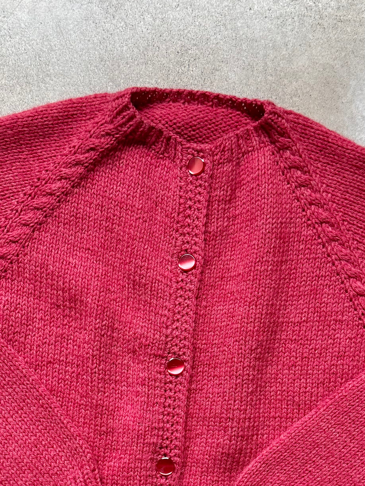 Vintage Handmade Red Knit Cardigan | Large