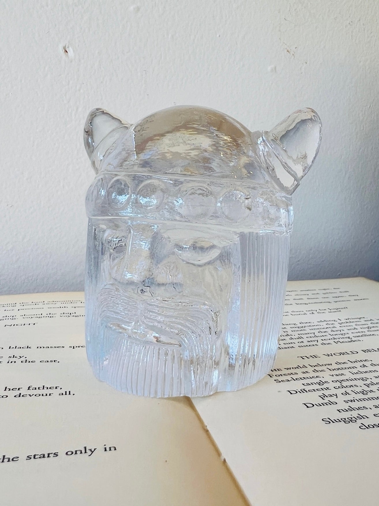 Vintage Gullaskruf Crystal Glass Viking Head