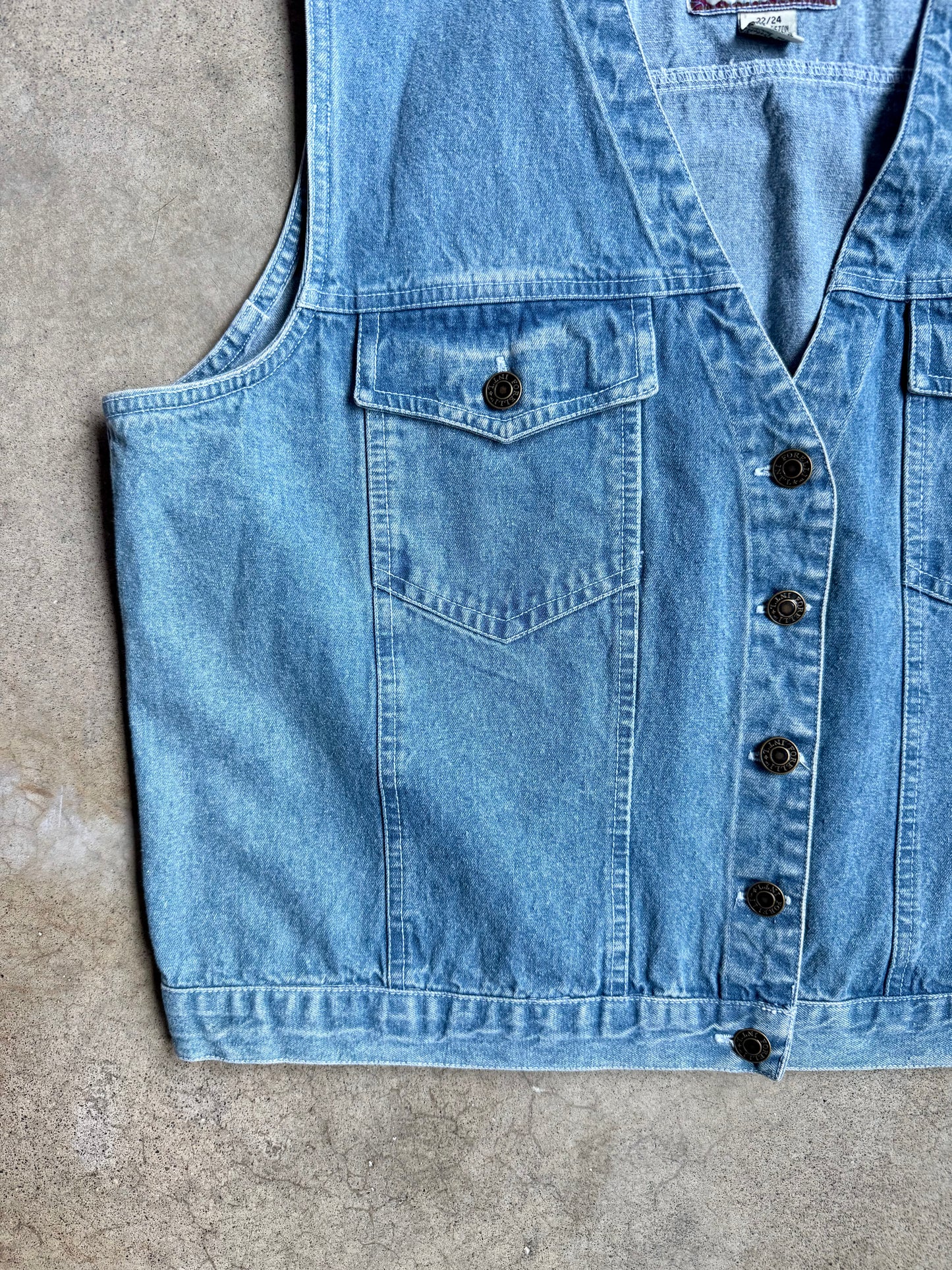 Vintage 1990s Forelli Light Wash Denim Vest | XL