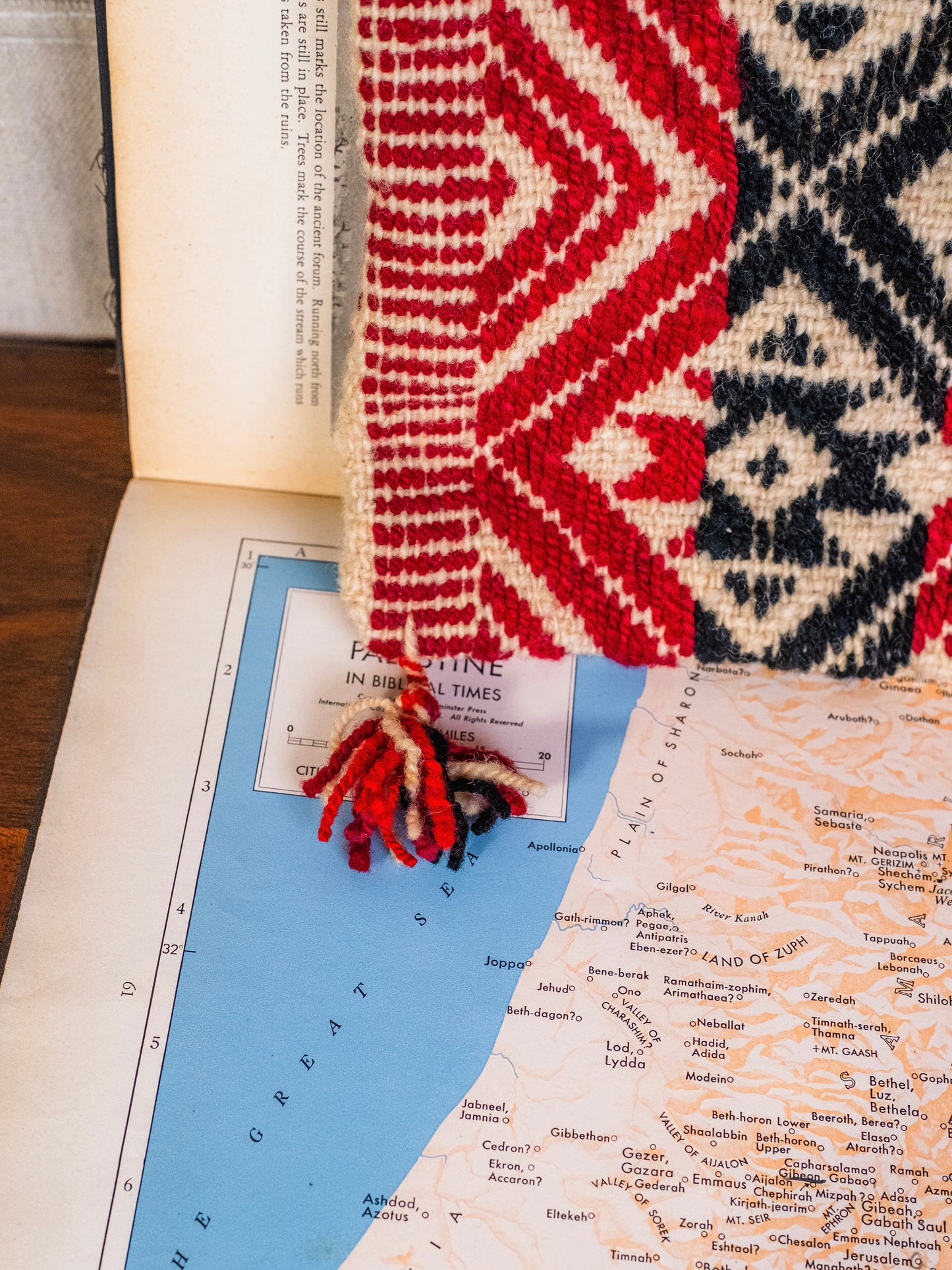 Vintage Red & Black Southwestern Wool Tapestry Bag