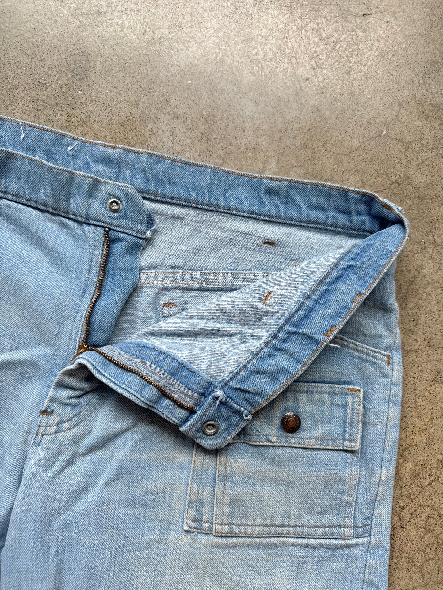 Vintage 1970s National Jeans Denim Utility Bush Shorts | Waist 36”