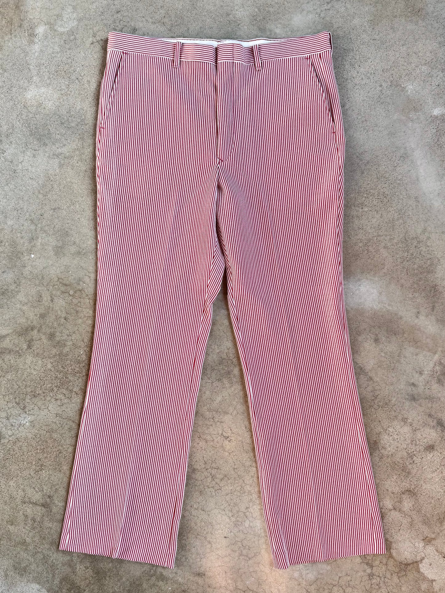 Vintage 1970s Sears Perma-Prest Red & White Striped Trousers | Waist 36”