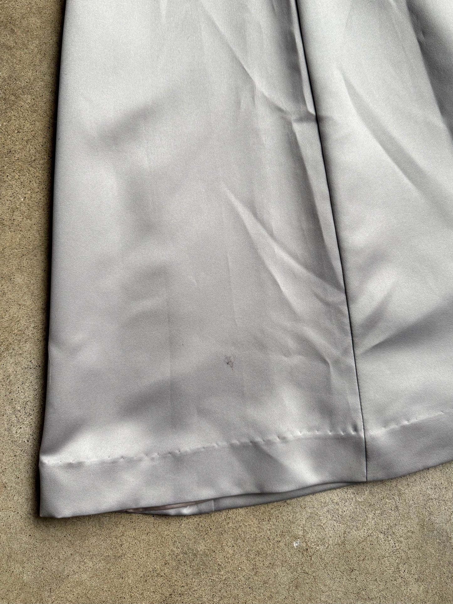 Vintage 1990s Dave & Johnny Silver Rhinestone Trim Formal Dress w/ Scarf | Small