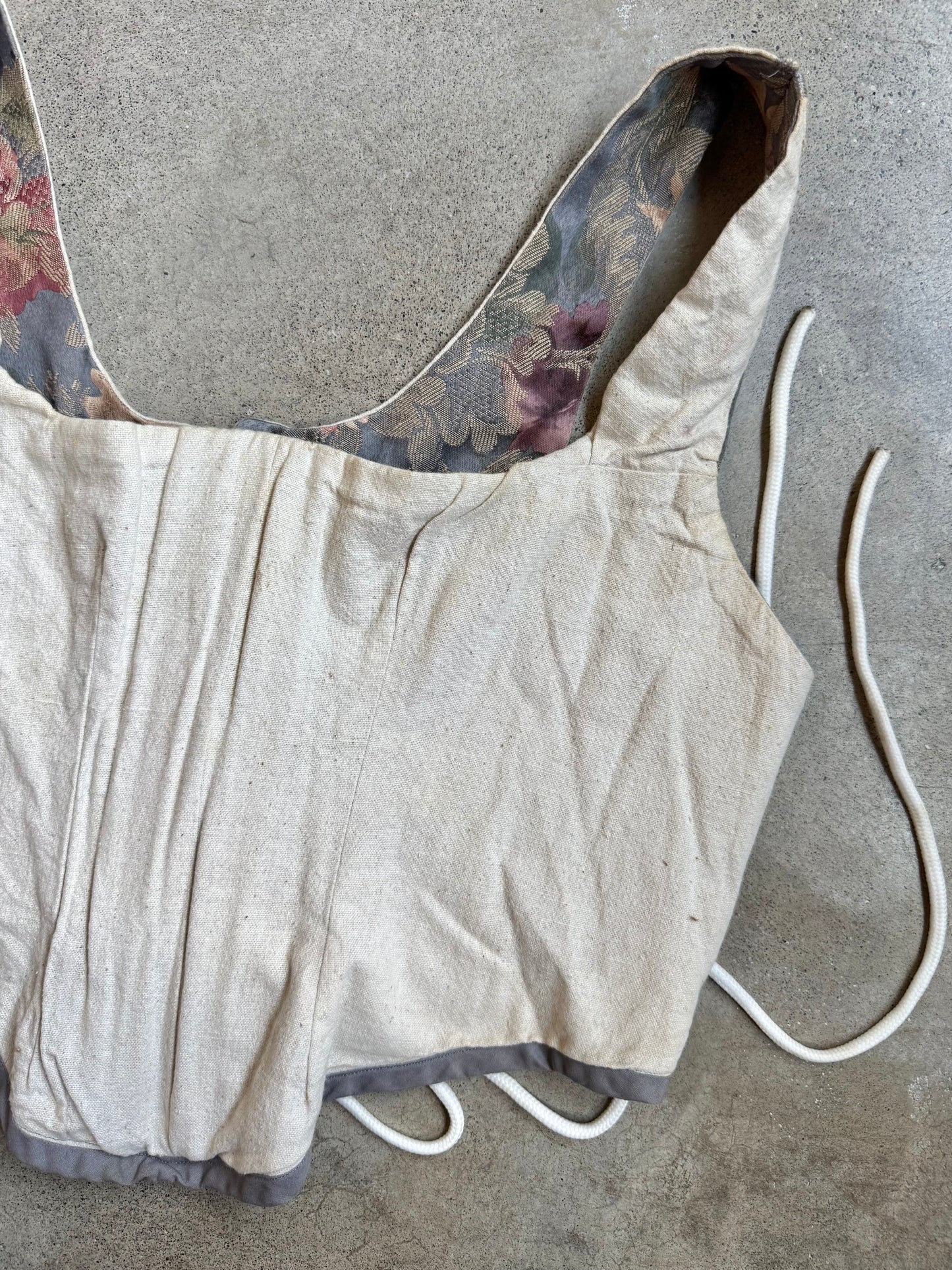 Vintage Handmade Theatre Floral Tapestry Corset Top | L/XL