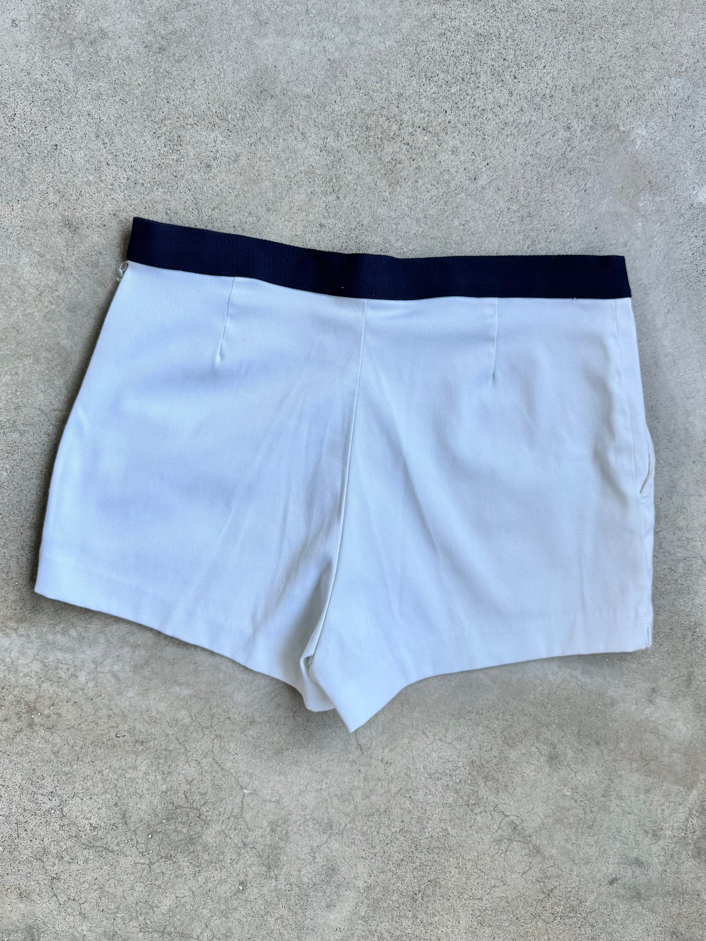 Vintage 1980s Adidas White & Navy Athletic Shorts | 34