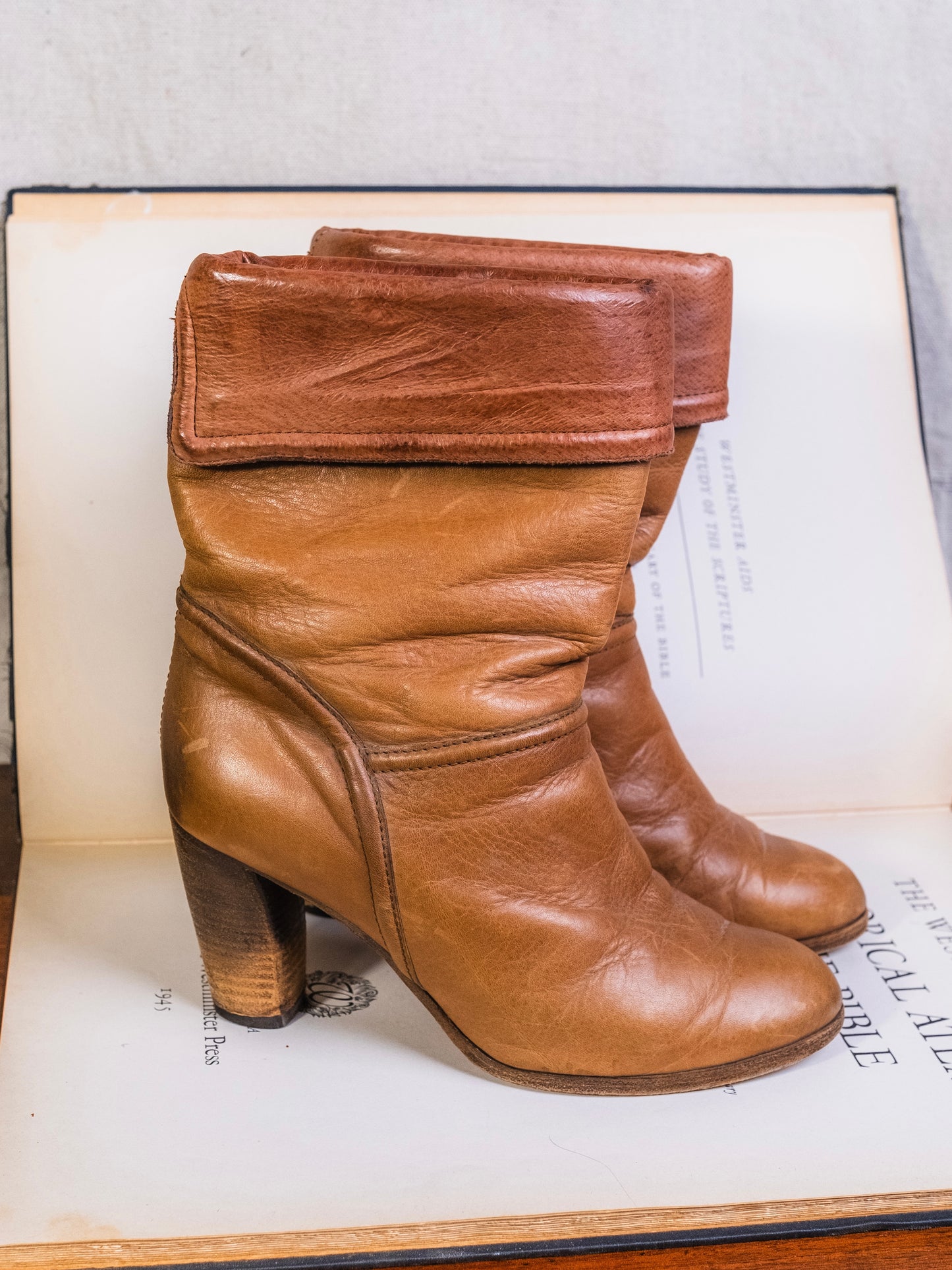 Vintage 1990s Comptoir Des Cotonniers Brown Leather Heeled Boots | 38