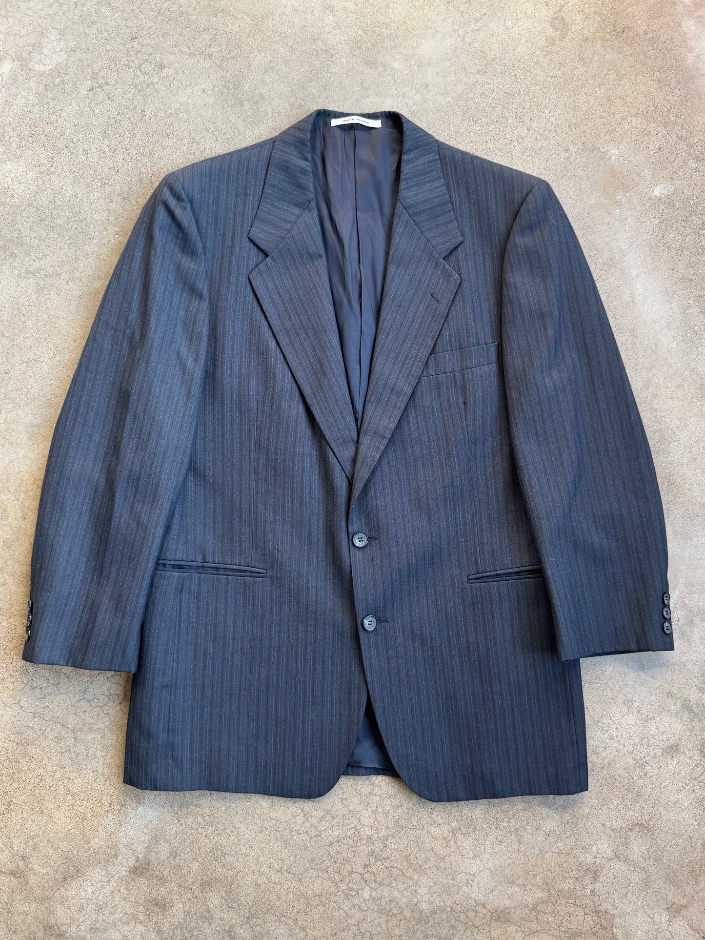 Vintage 1970s Yves Saint Laurent Navy Pinstripe Suit Jacket | 40S