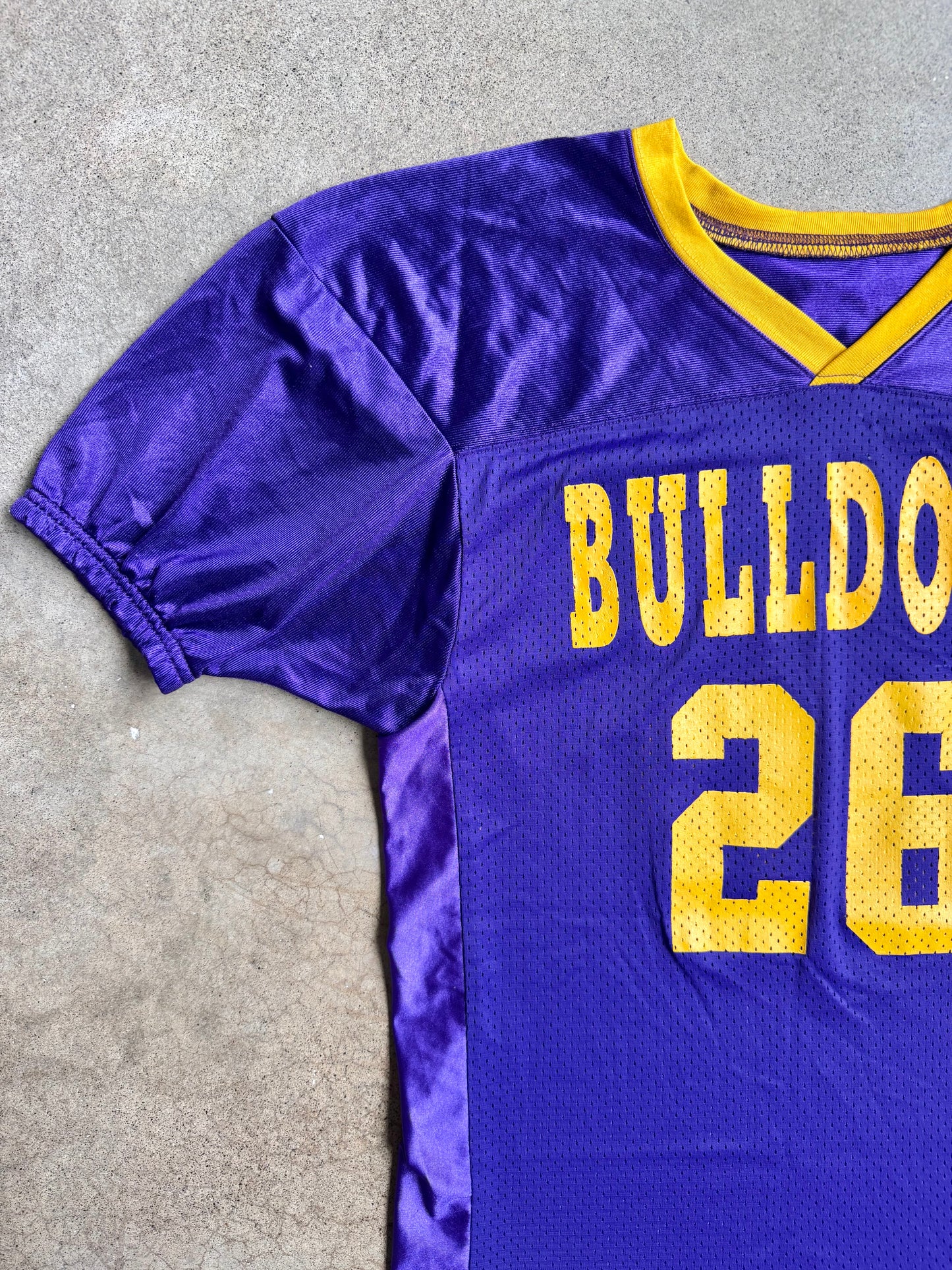 Vintage Game Gear Purple & Yellow "Bulldogs" Football Jersey | Small