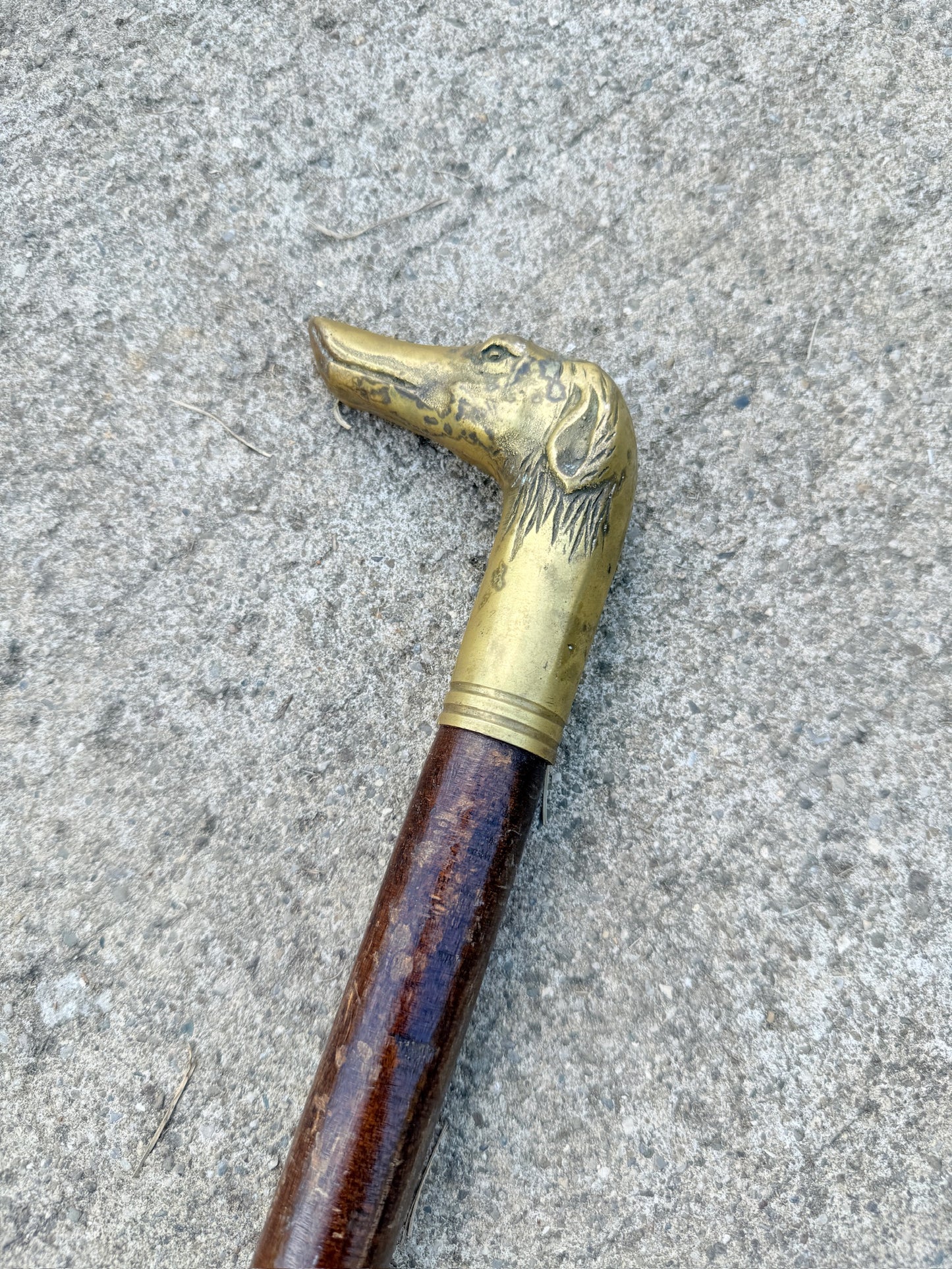 Vintage Wood & Solid Brass Greyhound Head Walking Stick