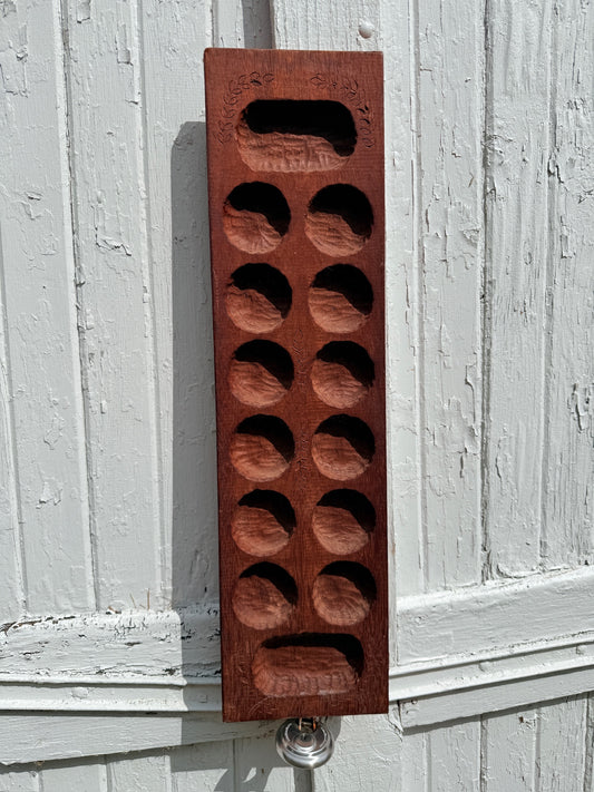 Large Wood-Carved Mancala Board