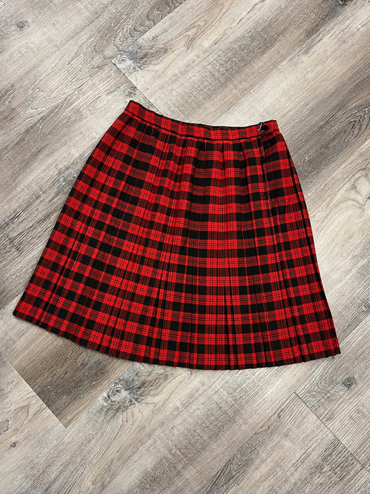Vintage 1980s Red & Black Pleated Mini Skirt | XS