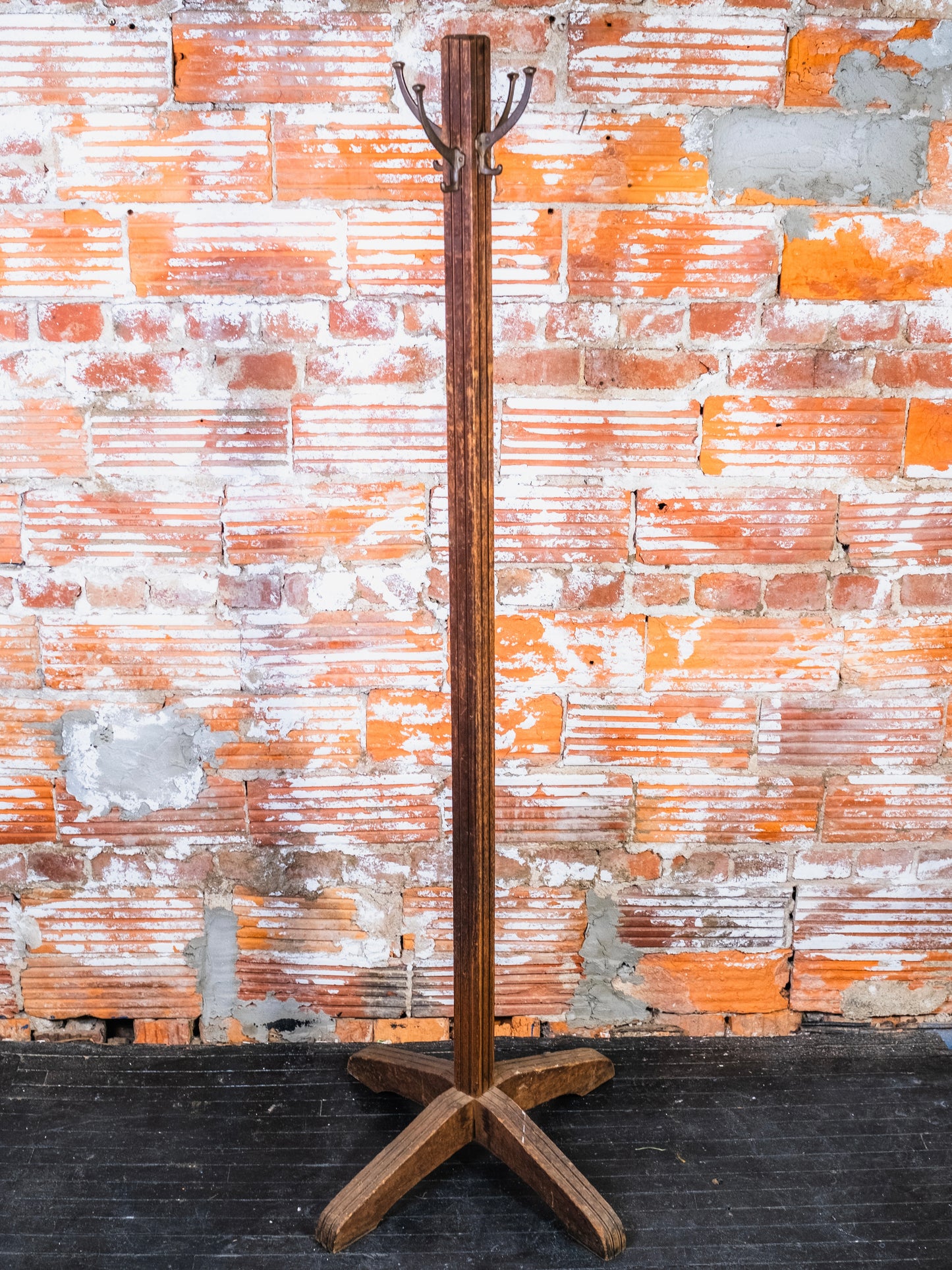 Antique Mission-Style Wood Coat Rack
