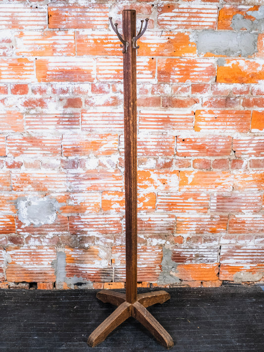 Antique Mission-Style Wood Coat Rack