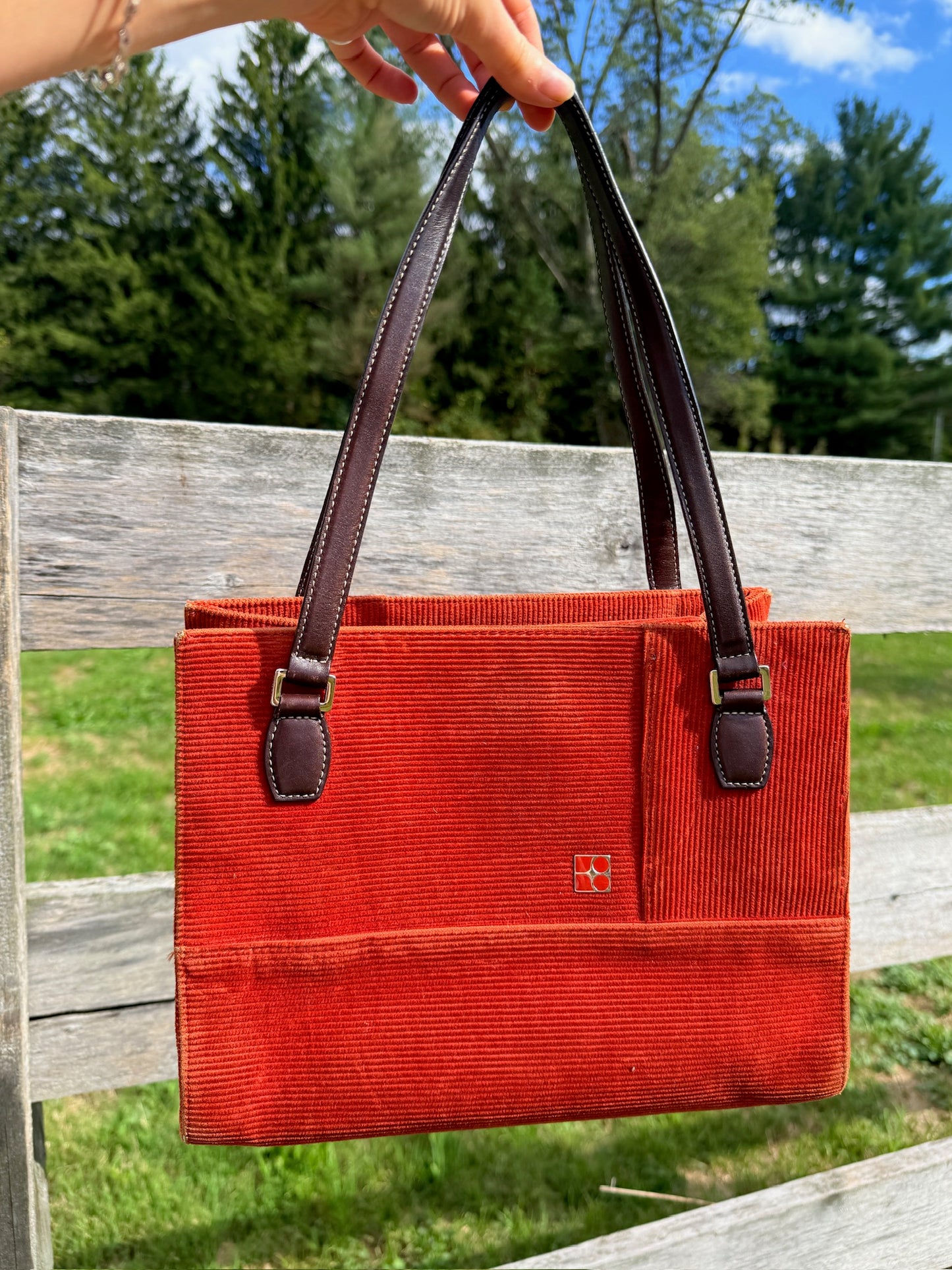 Vintage 1990s Kate Spade Burnt Orange Corduroy Handbag