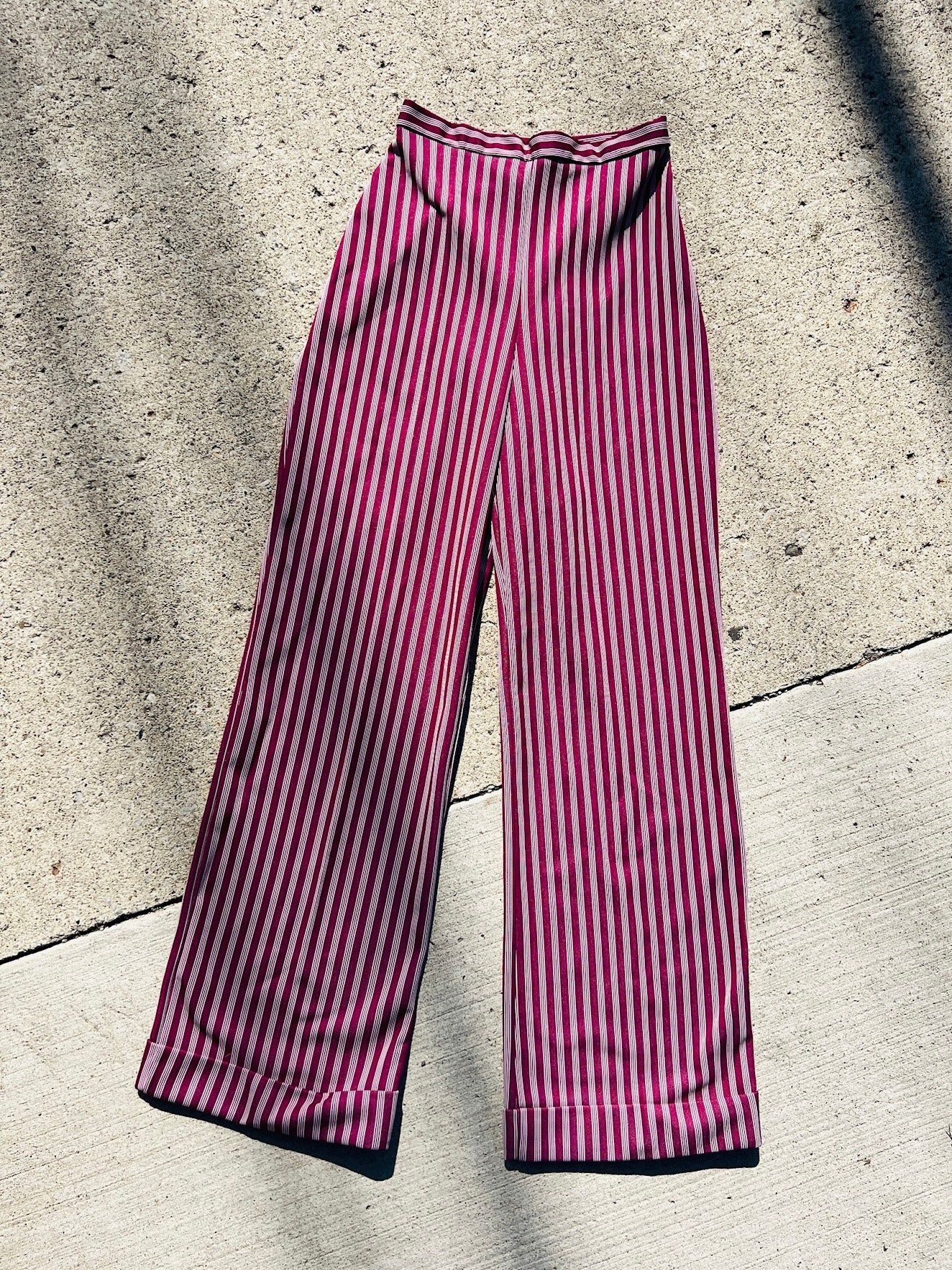 Vintage 1970s Catalina Pinstripe Cuffed Wide Leg Pants | XS/S