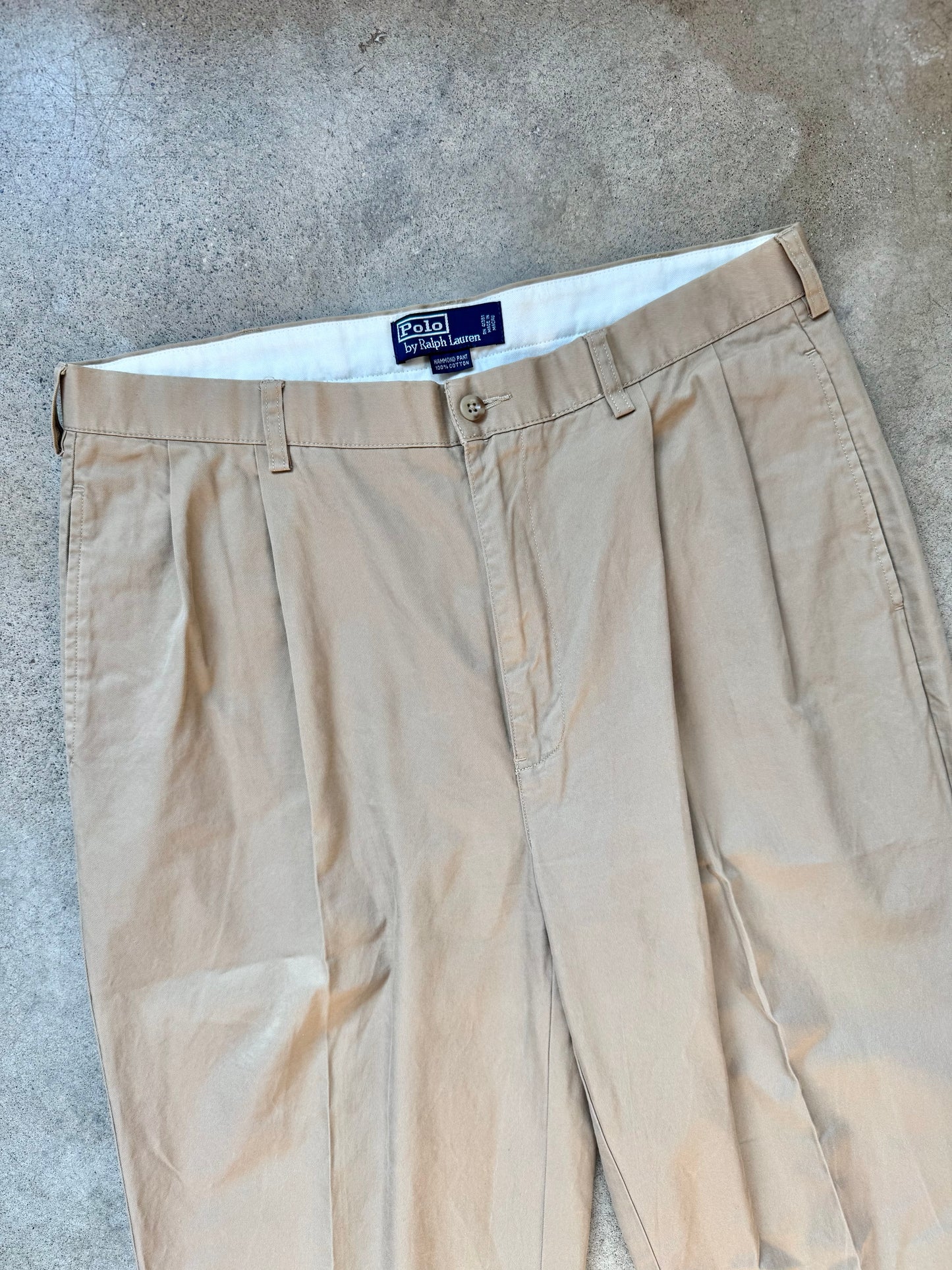 Vintage 1990s Polo Ralph Lauren “Hammond Pant” Khaki Pleated Trousers | 35/30