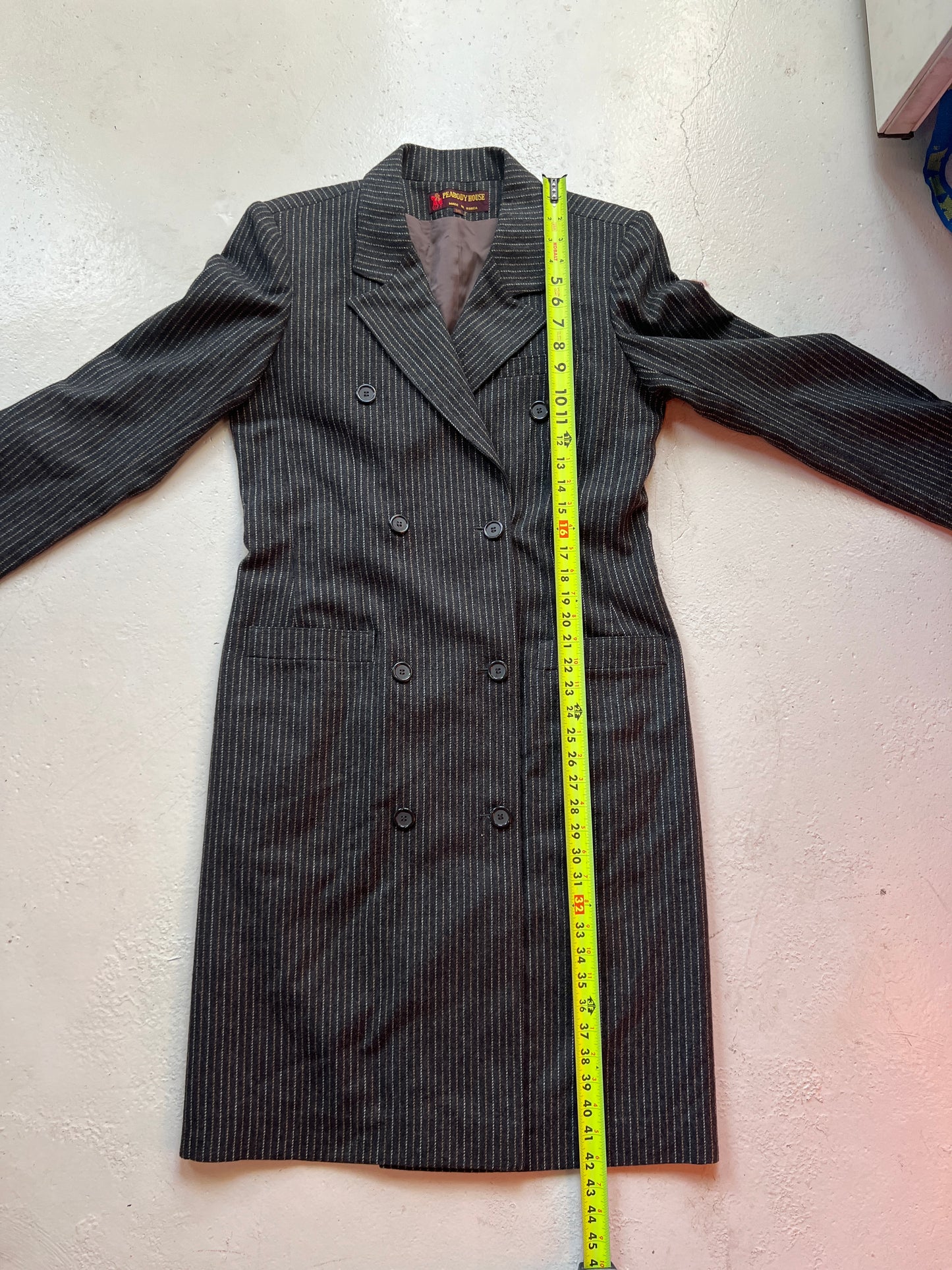 Vintage Peabody House Pinstripe Longline Jacket | Medium