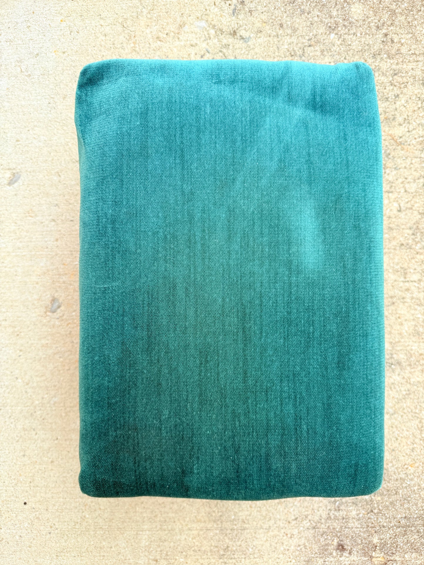 Vintage 1950s Brass Footed Green Velvet Footstool