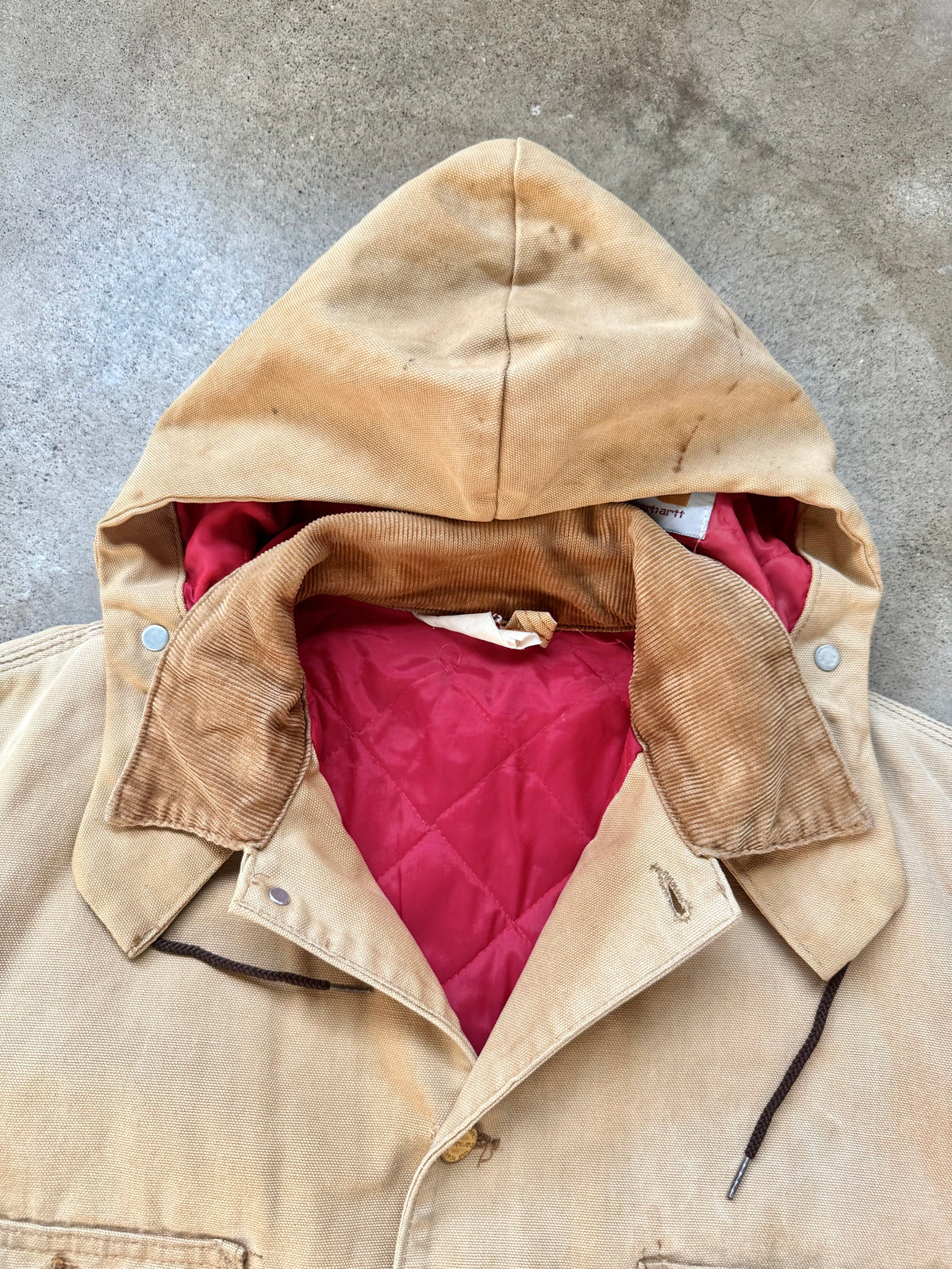 Vintage 1989 Carhartt “100 Years” Insulated Duck Canvas Hooded Chore Coat | Large