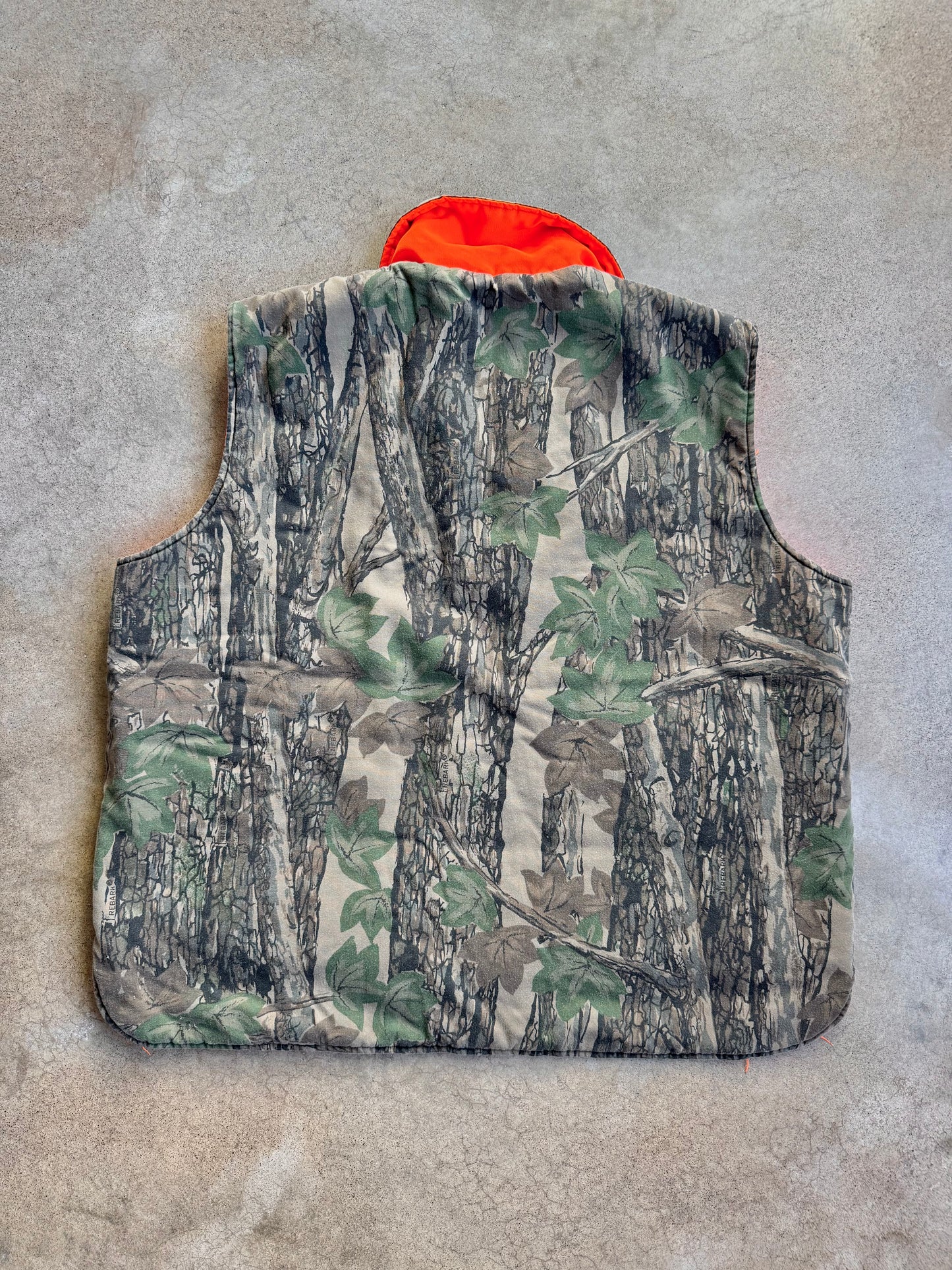 Vintage 1980s Winchester Reversible Conceal Orange Trebark Camo Hunting Vest | XL