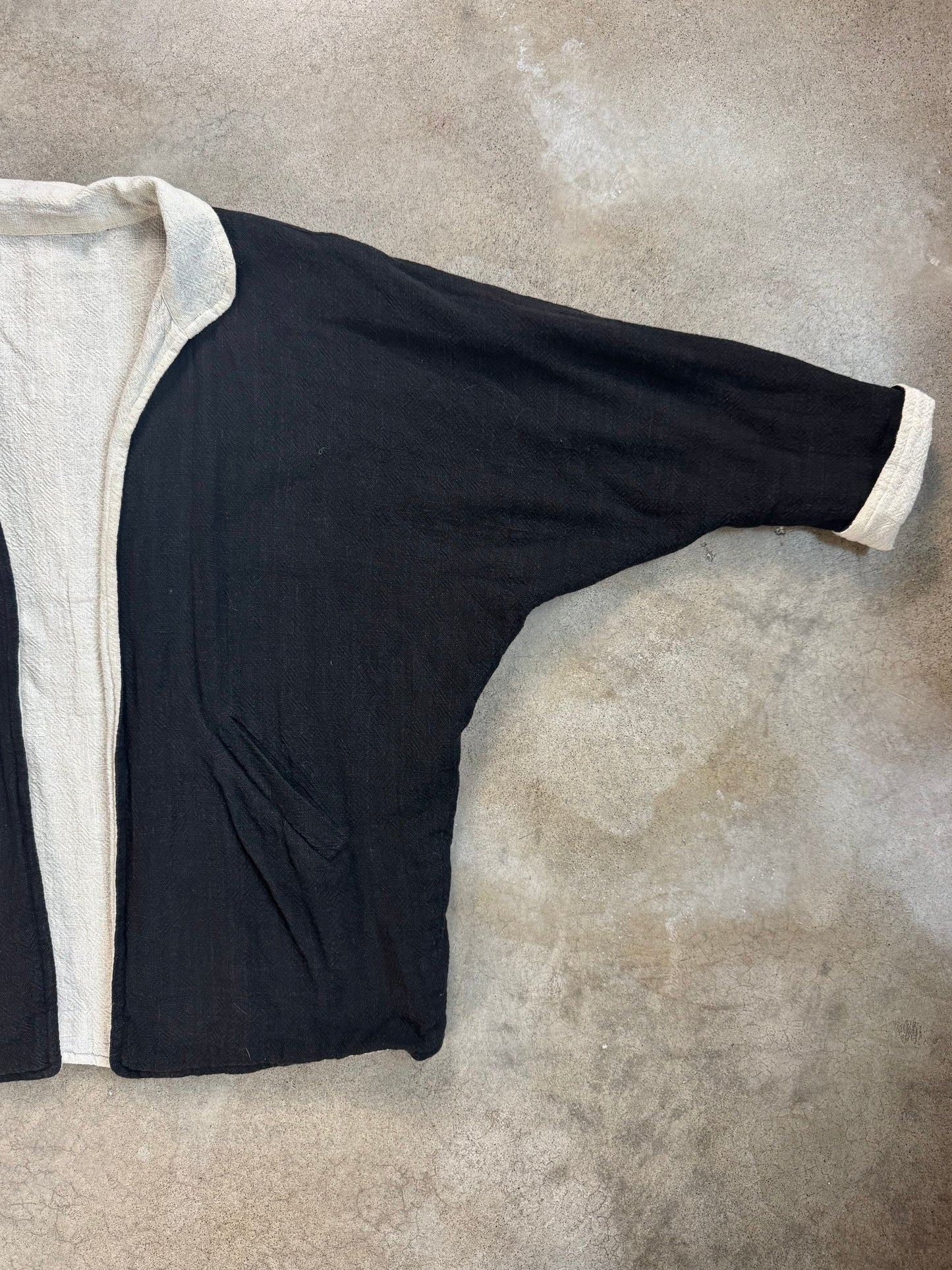 Vintage 1980s Sangam Imports Reversible Cream & Black Cotton Jacket | M/L