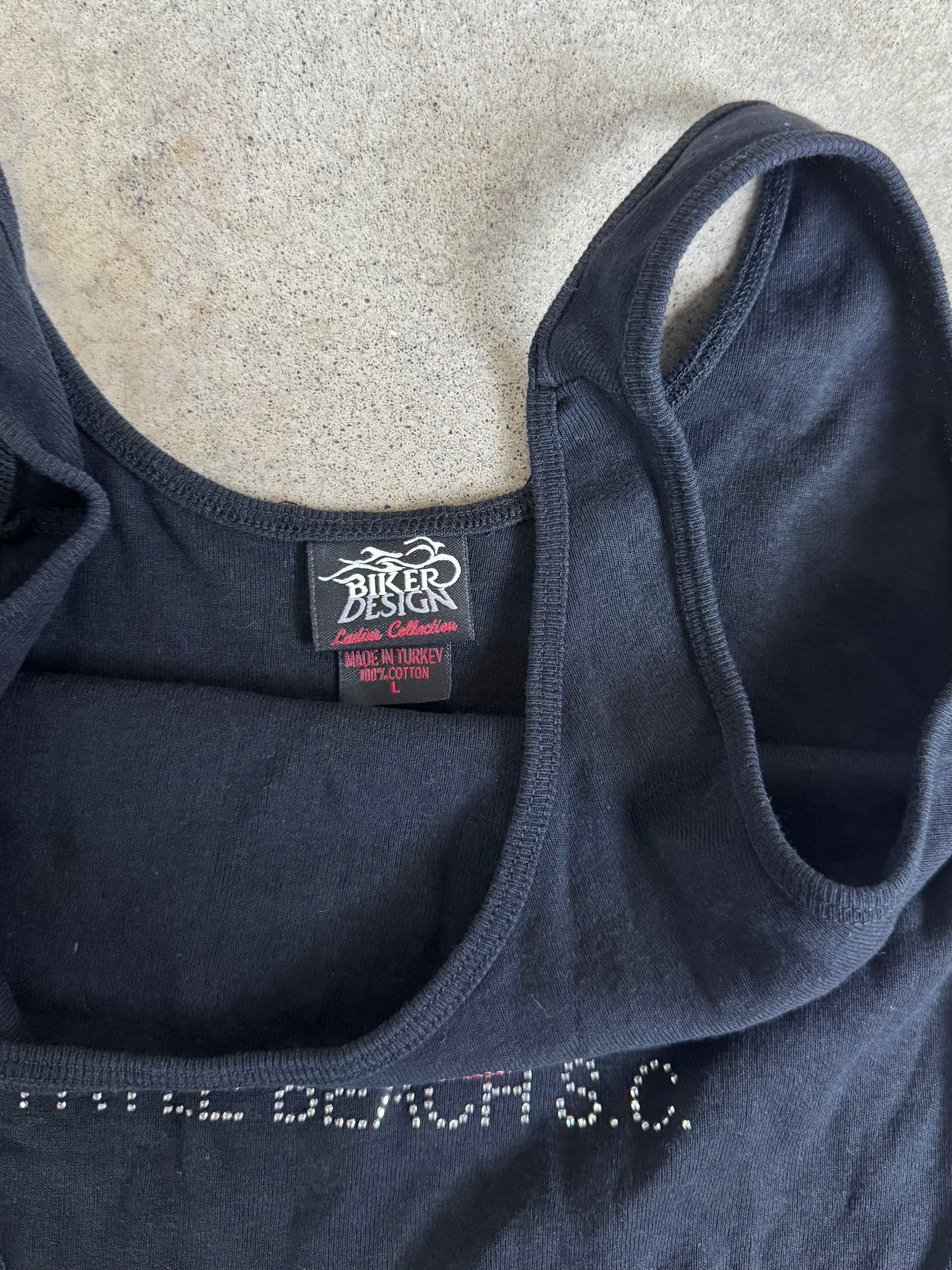 2000s "The Dog House" Myrtle Beach Rhinestone Lace-Up Tank Top | Large