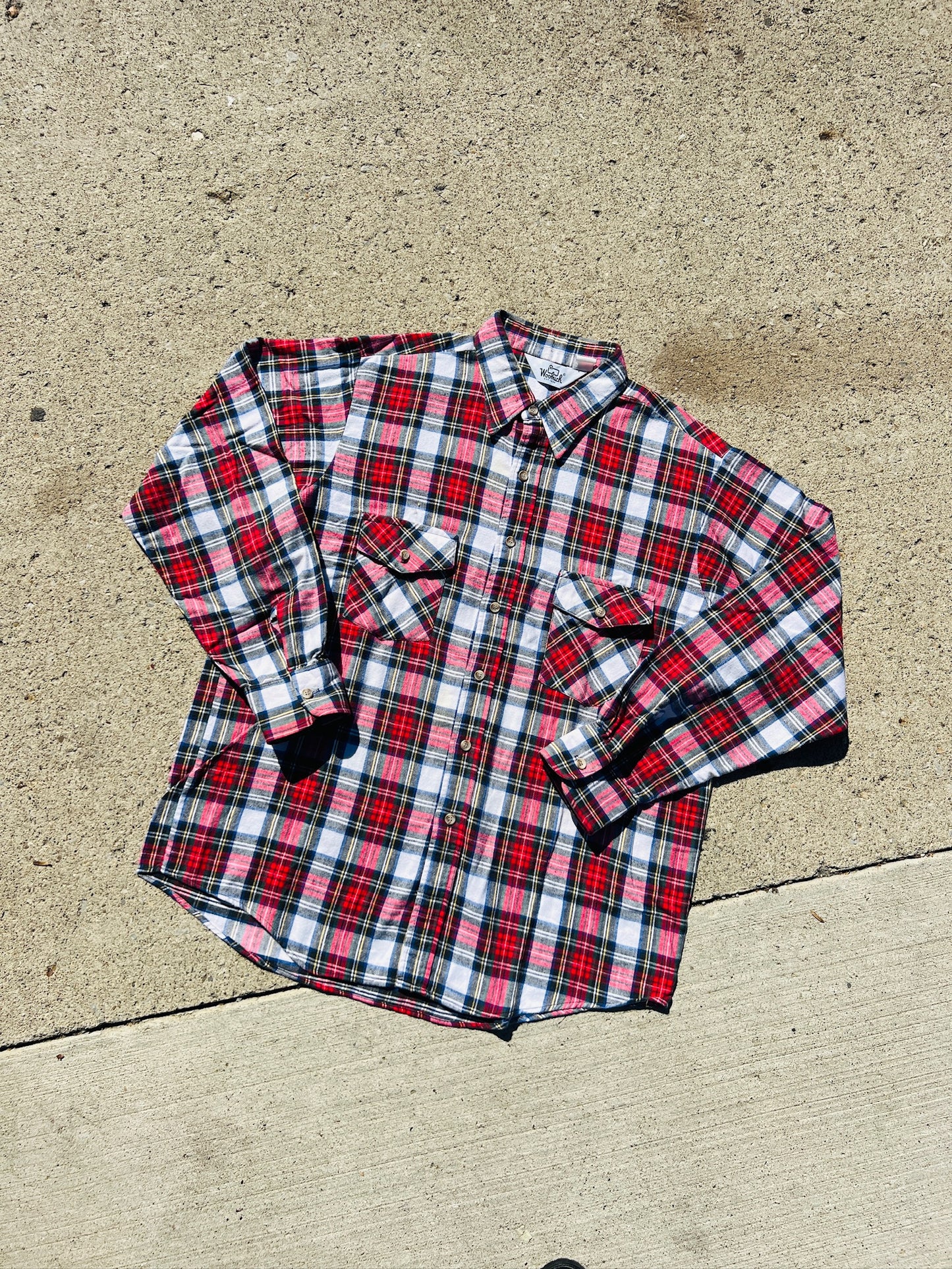 Vintage 1980s Woolrich Red Plaid Flannel Shirt | XL