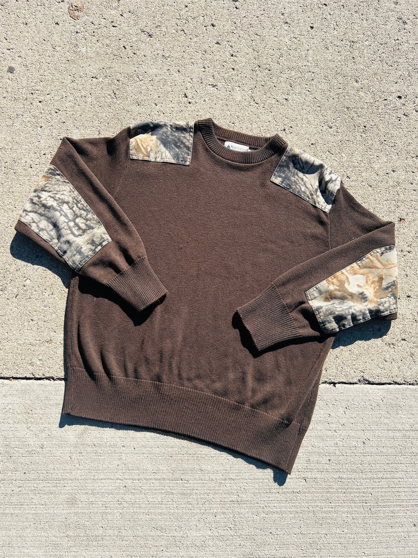 Vintage Northwest Territory Camo Patched Sweater | XL