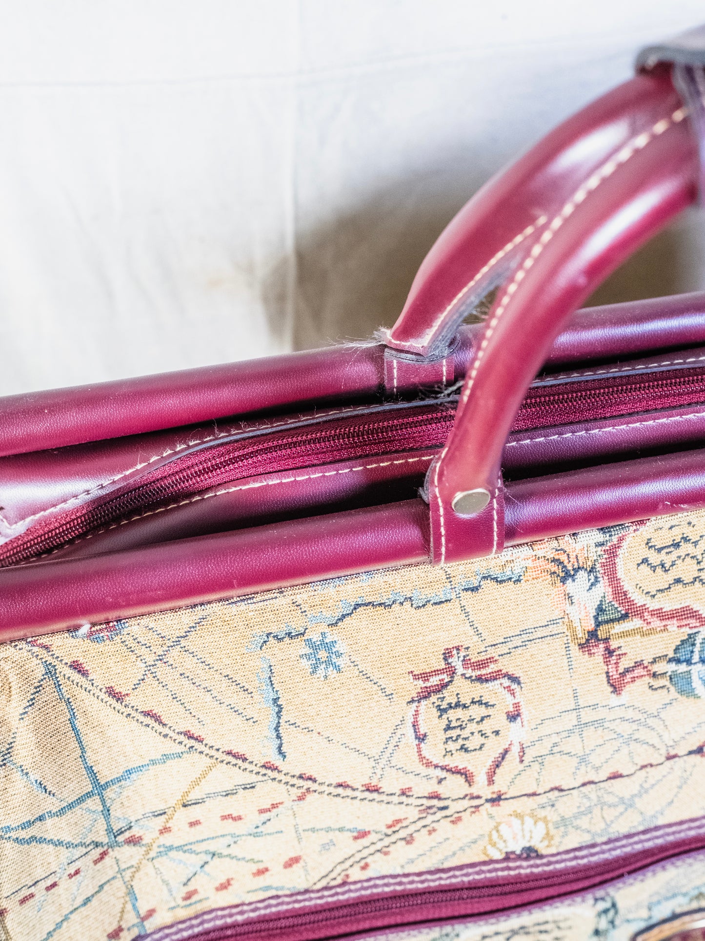 Vintage 1980s Capezio Map Tapestry Luggage Bag