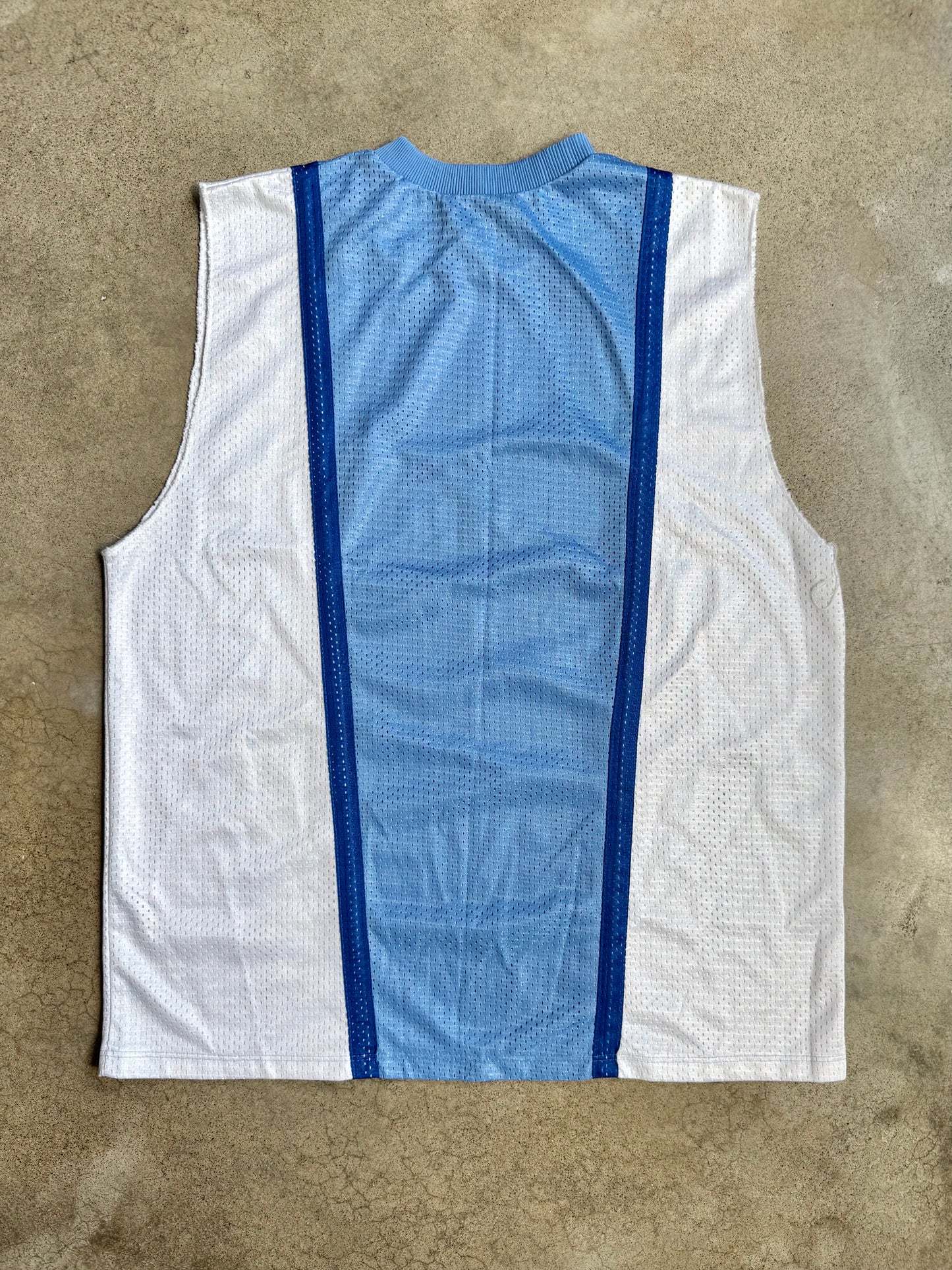 Vintage 1990s Blue & White Athletic Mesh Tank Top | L/XL